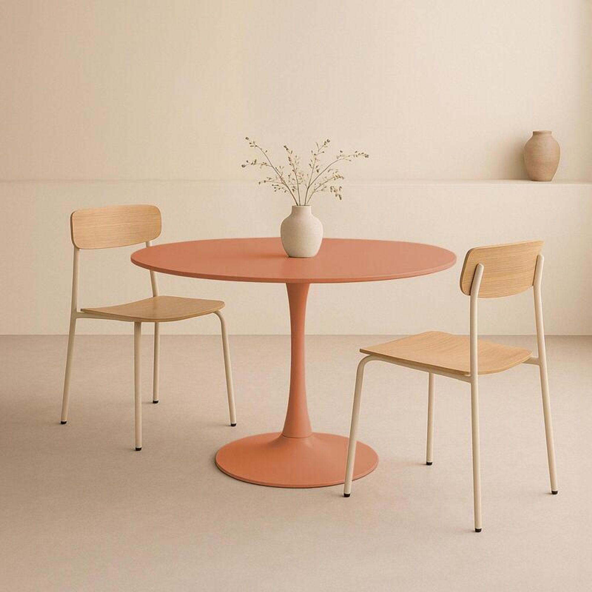 Runder Esstisch für 4 Personen D100 cm Terrakotta - Oviala Fancy