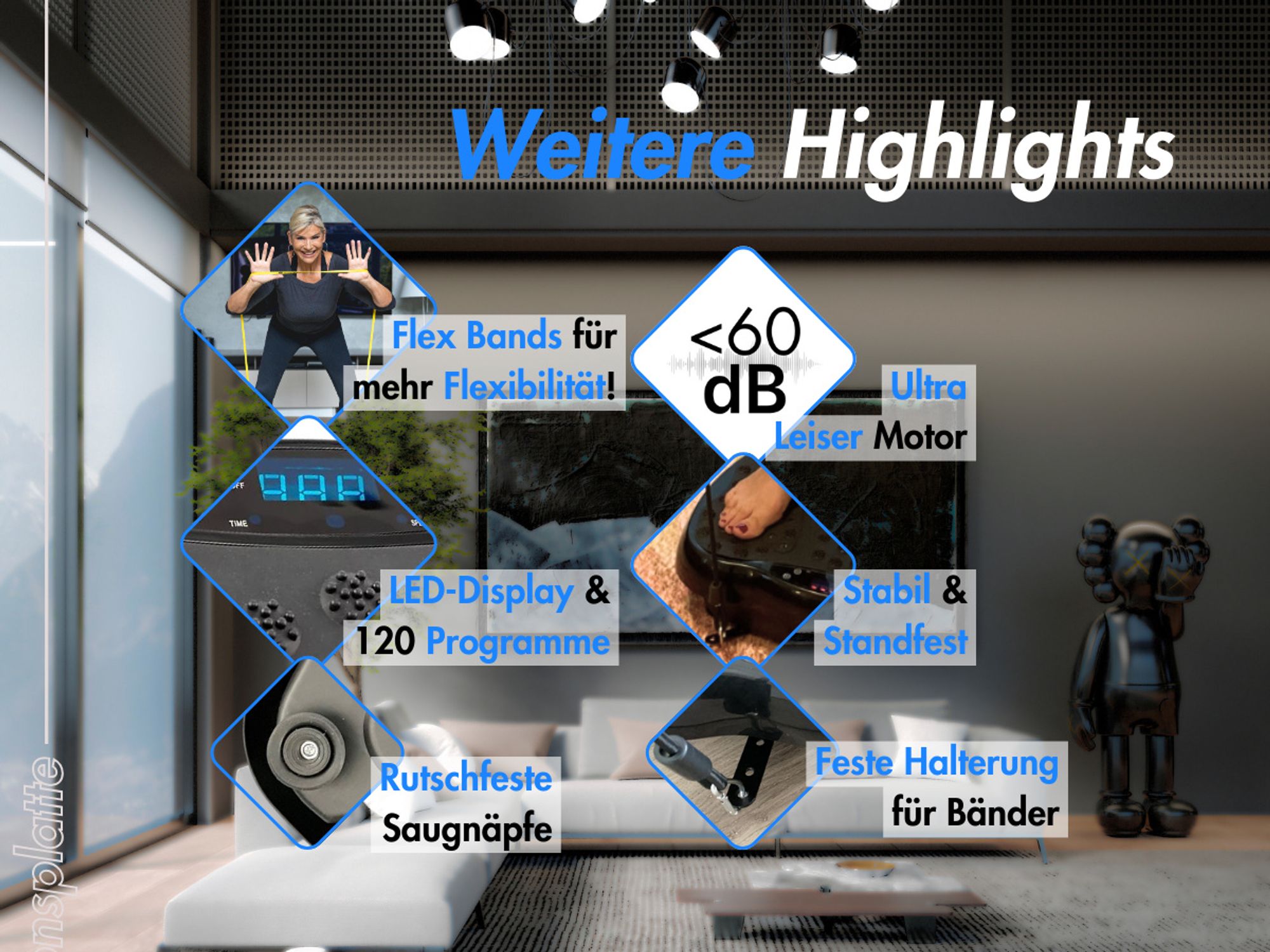 Winch Vibrationsplatte PRO-Preissieger|INKLUSIVE Zwei Zugbändern|Ideal für Passives Training, Po, Beine, Fettabbau sowie gezielte Kalorienverbrennung|Fitnesstraining für Zuhause +GRATIS Fernbedingung