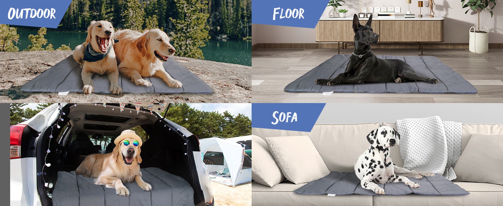 Hundedecke Waschbares, Hundematte Komfort und Weiches Wasserdichtes Hundebett, Hundekissen für Reise Camping Outdoor,110x68 cm