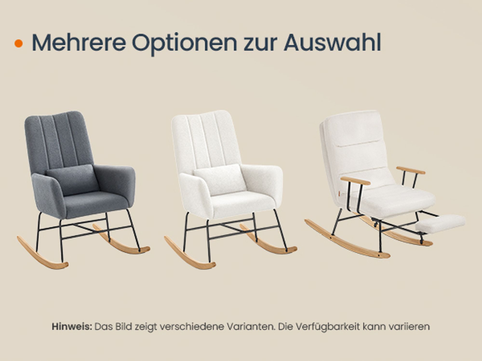 SONGMICS HOME Schaukelstuhl, mit Massivholzfüßen, Schaukelsessel, für Schlafzimmer