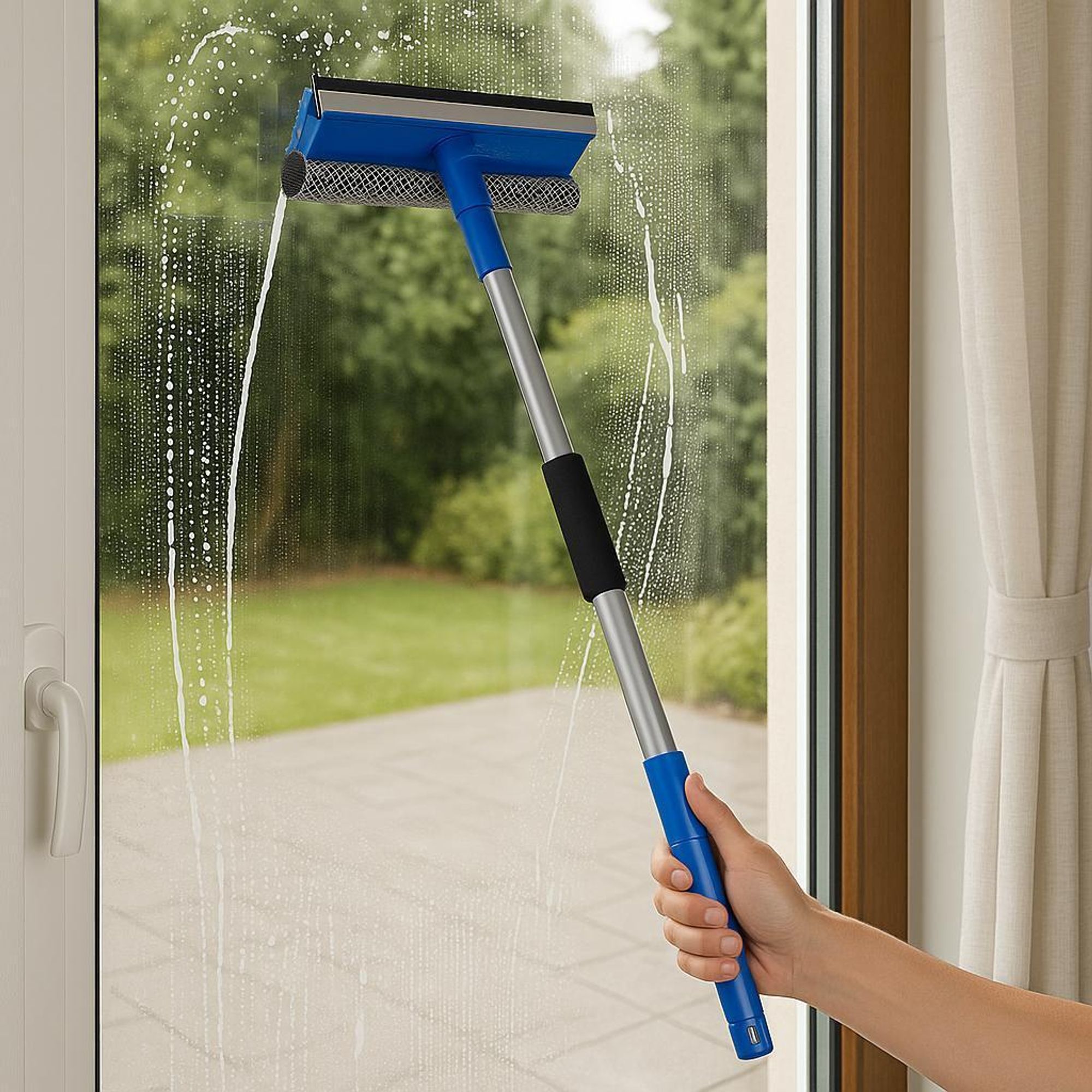 GEKO | Teleskop-Fensterabzieher, Fensterwascher mit Abstreifer, 54-85cm, Silikon-Fensterabzieher, Fensterwischer