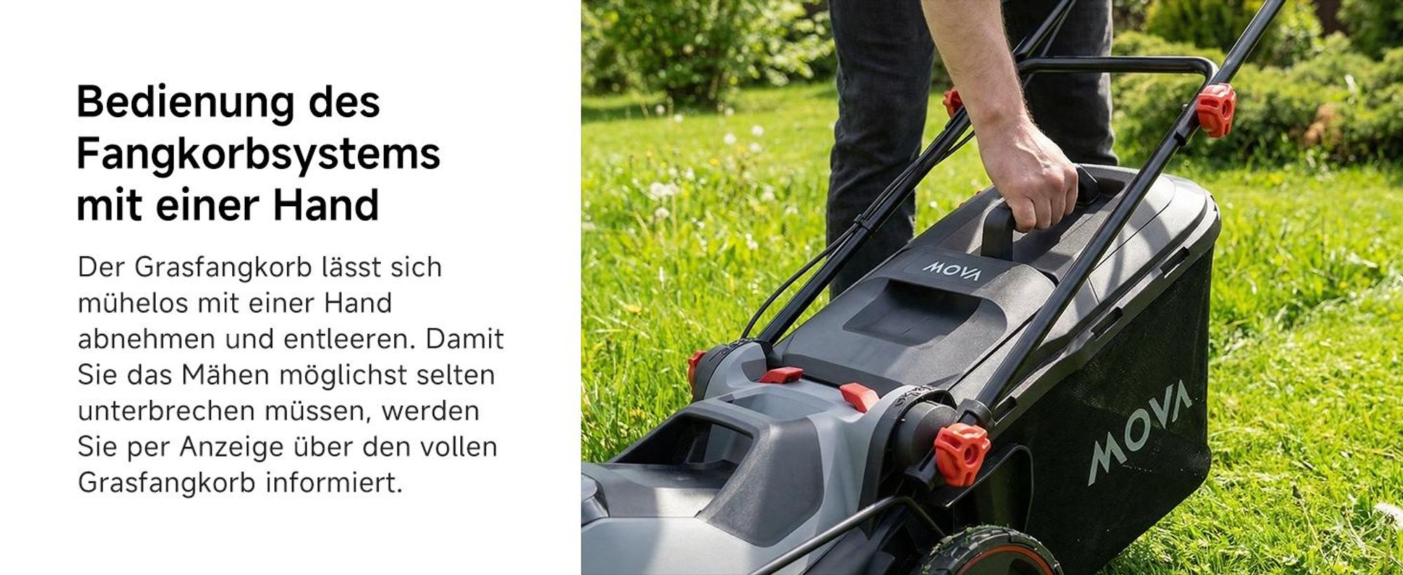 MOVA GL415 Akku-Rasenmäher 38 cm Schnittbreite kabellos bürstenloser Motor 20V SyncPack™ Einhebel Schnitthöhenverstellung Mulch und Fangfunktion Einha