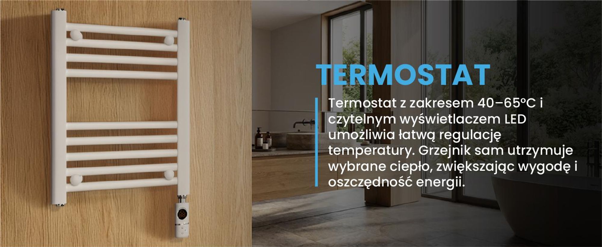 Grzejnik łazienkowy z termostatem do suszenia ręczników na ścianę