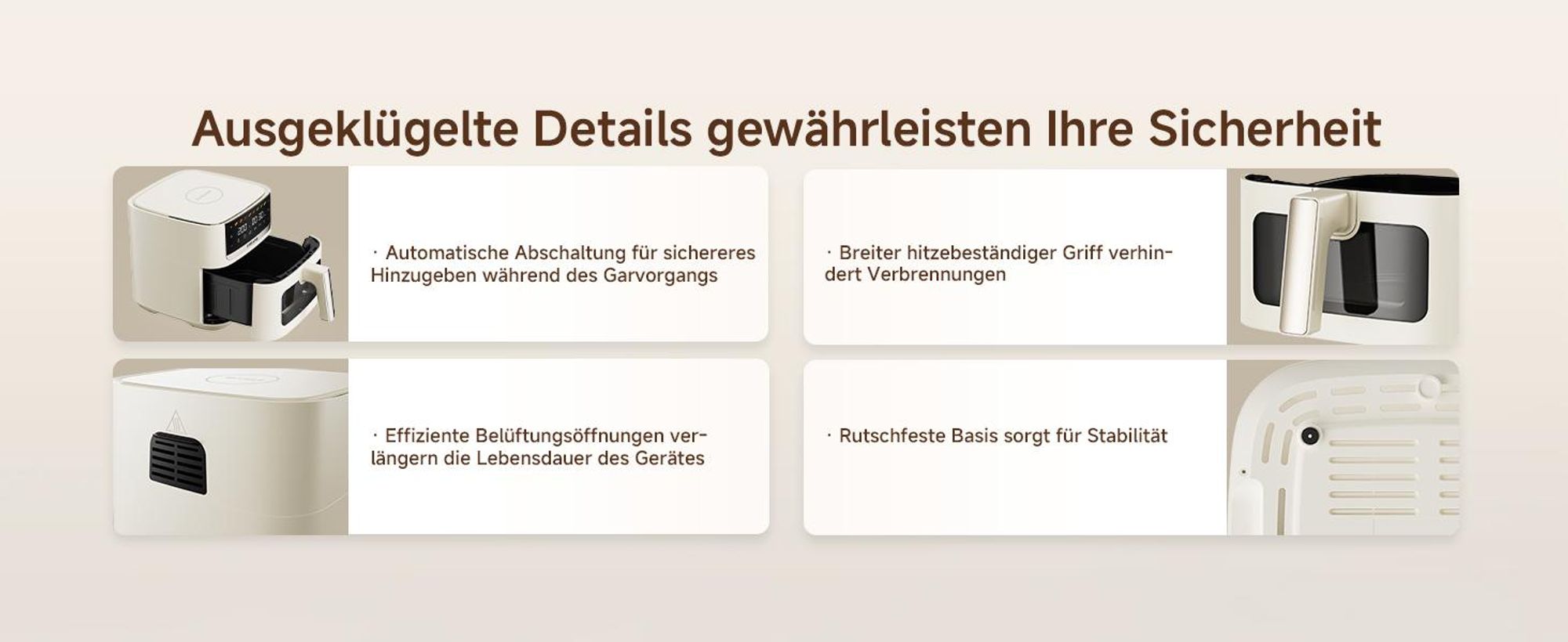 Dreame KrispNow™ AF20,6L Heißluftfritteuse,Metal-Innenraum,0-Fluorid Titanium-Keramik,Dual-Source 360° Hitze,8 Programme&Dörrfunktion,Aprikosenfarbe