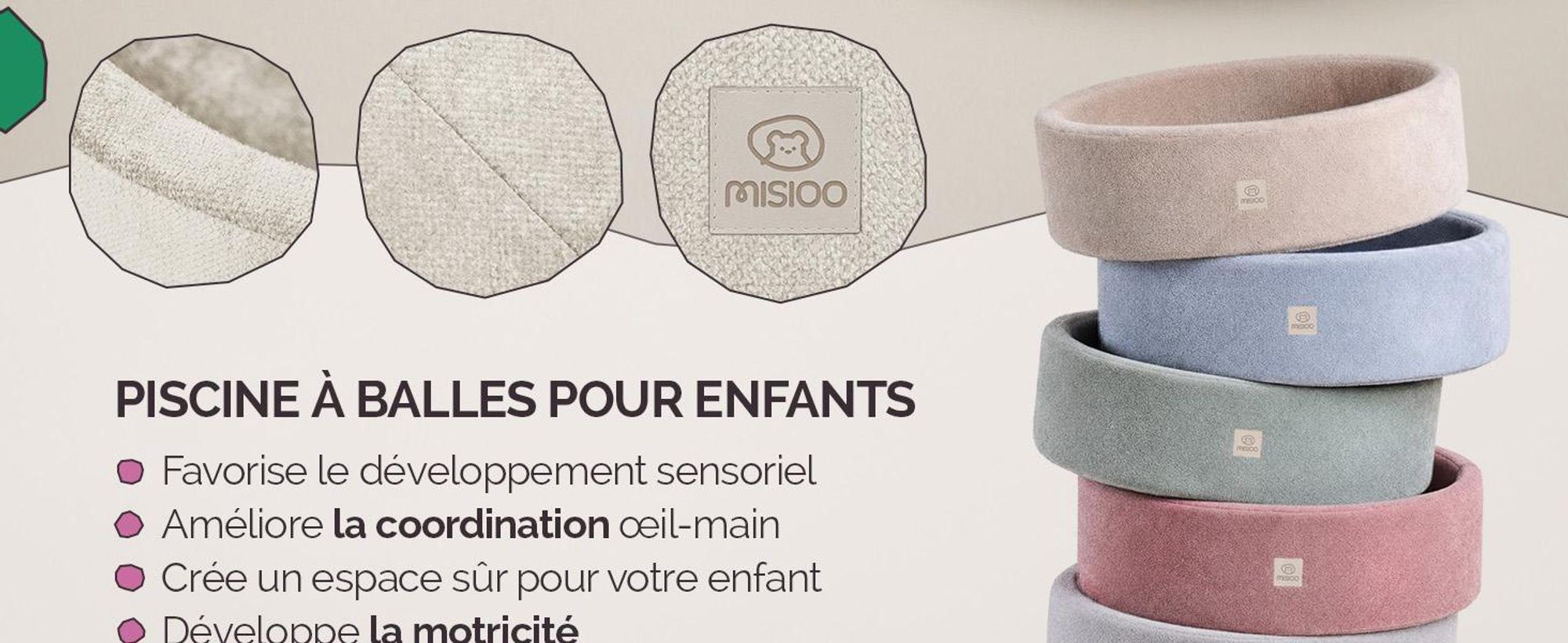 Piscine à balles MISIOO pour bébé 90 x 30 cm avec 200 balles de 6 cm de diamètre – Piscine à balles ronde pour enfants, mousse souple, housse amovible et lavable, piscine de jeu d'intérieur