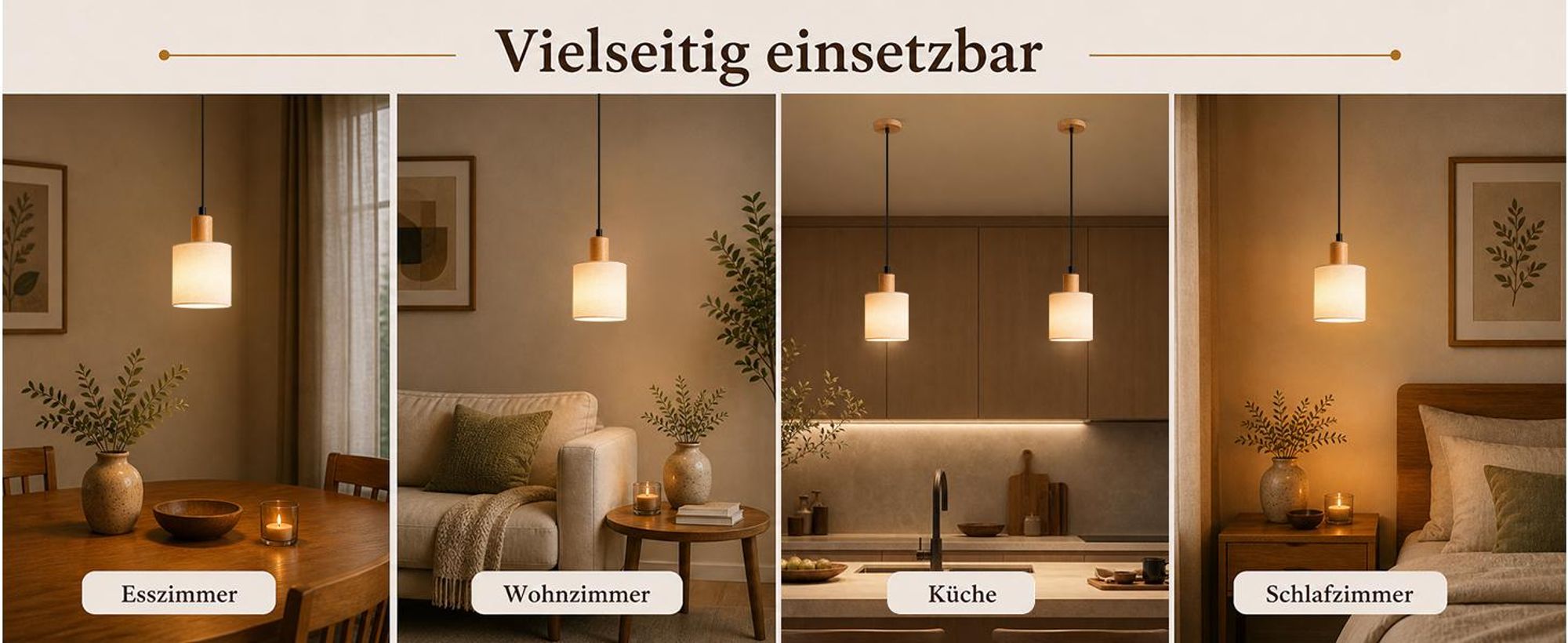 ZMH Pendelleuchte Holz Esstischlampe 1 Flammig Vintage Hängeleuchte mit Stoffschirm E14 Hängelampe für Wohnzimmer Restaurant Schlafzimmer Küche Weiß