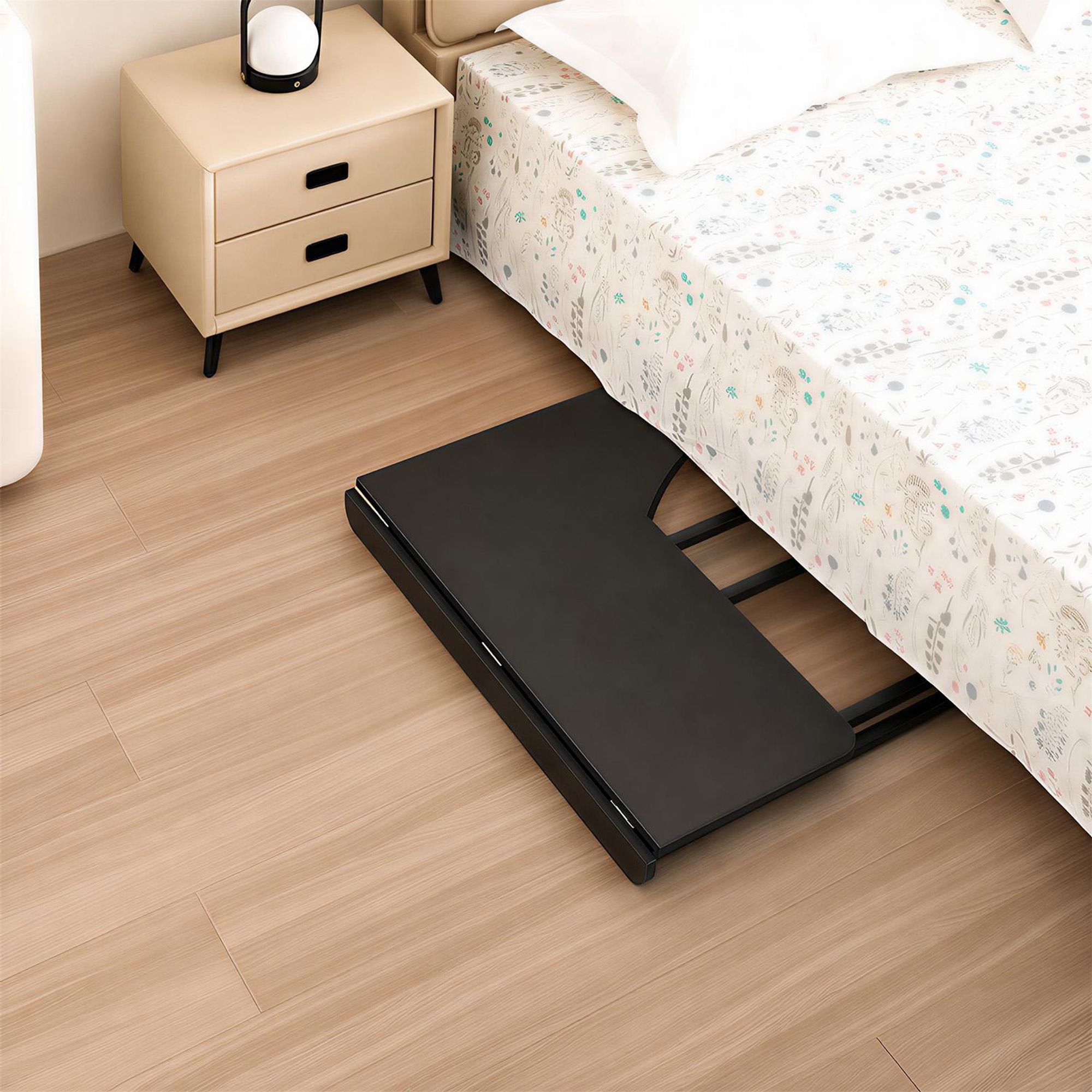 Klappbarer Schreibtisch „Maclean“ schwarz fahrbar 100 x 65 cm max. 50 kg eckig L-Form MC-1250 L/B