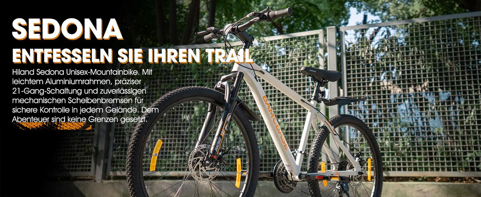 HILAND 26 Zoll Mountainbike für Männer und Frauen, Aluminiumrahmen, 21-Gang Schaltung mit mechanischen Scheibenbremsen und Federgabel, Schwarz