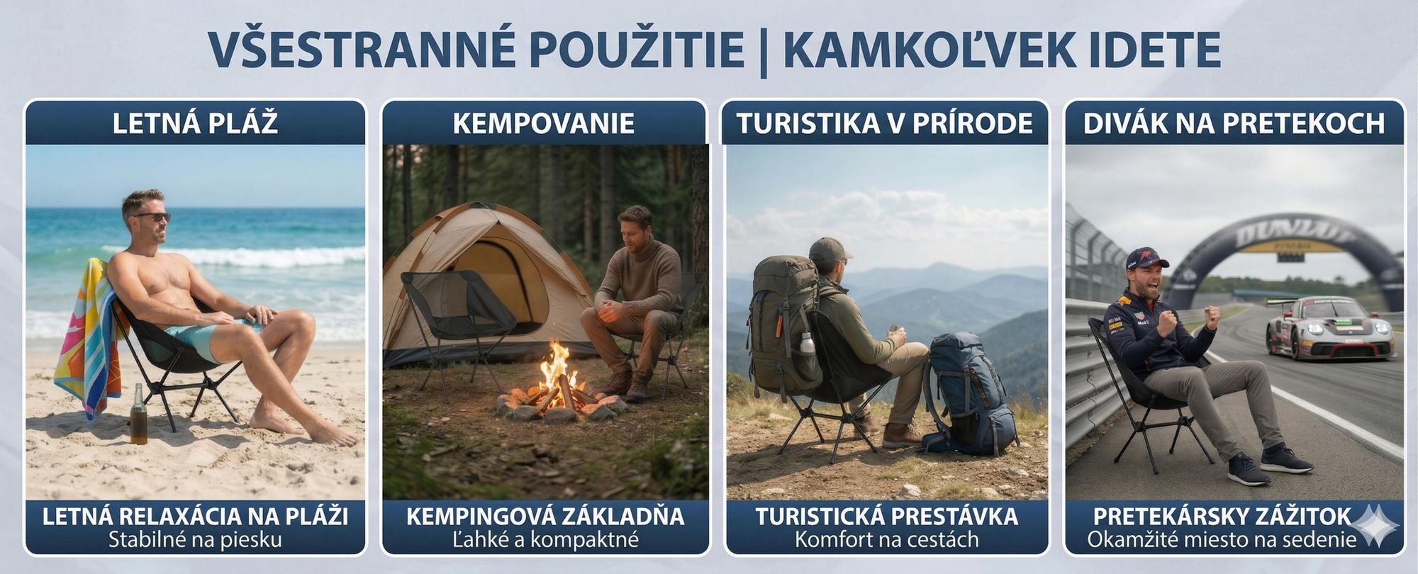 55×62×30 cm skladací kempingový stolička, ultralahká vonkajšia skladacie stolička, plážová stolička s taškou na prenášanie – PACKSEAT