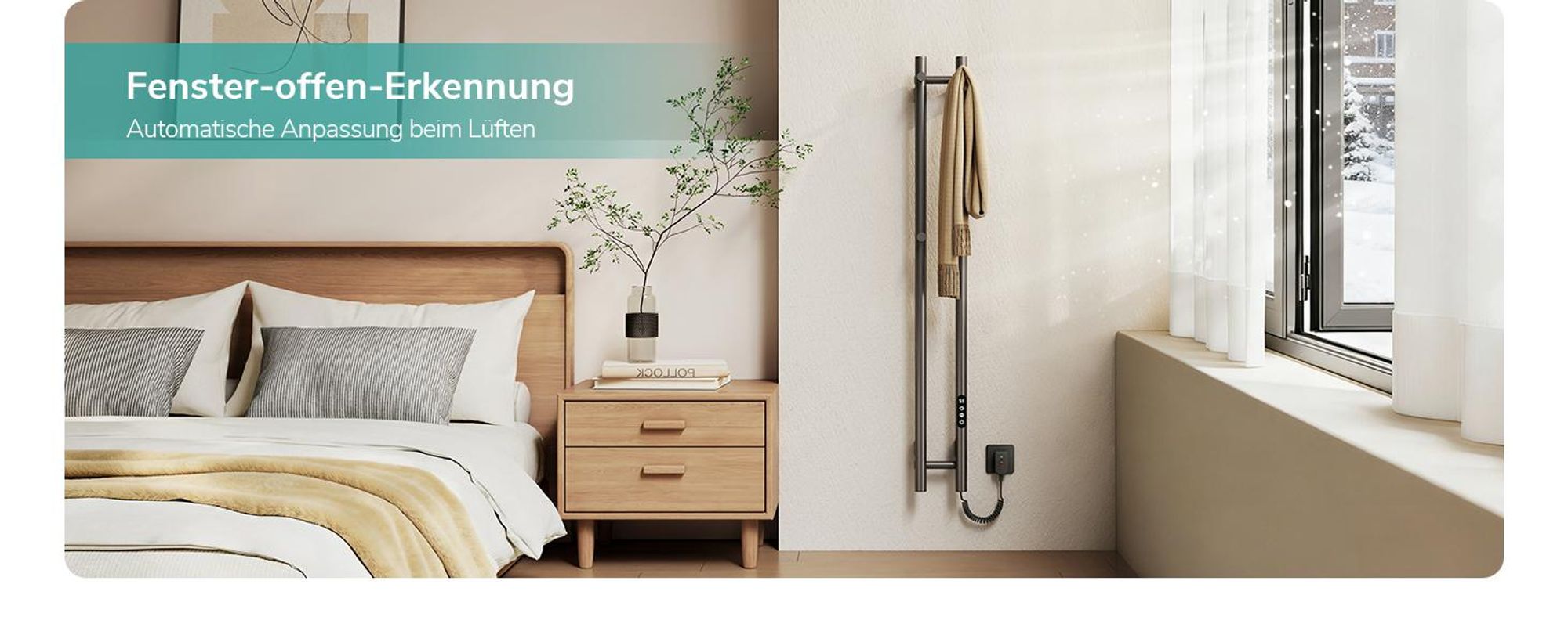 EMKE Elektrischer Handtuchheizkörper WLAN-App Steuerung mit Wochenprogramm LED Touchscreen Kompakt 2-Rohr Handtuchtrockner 120x12,4cm 145W Anthrazit