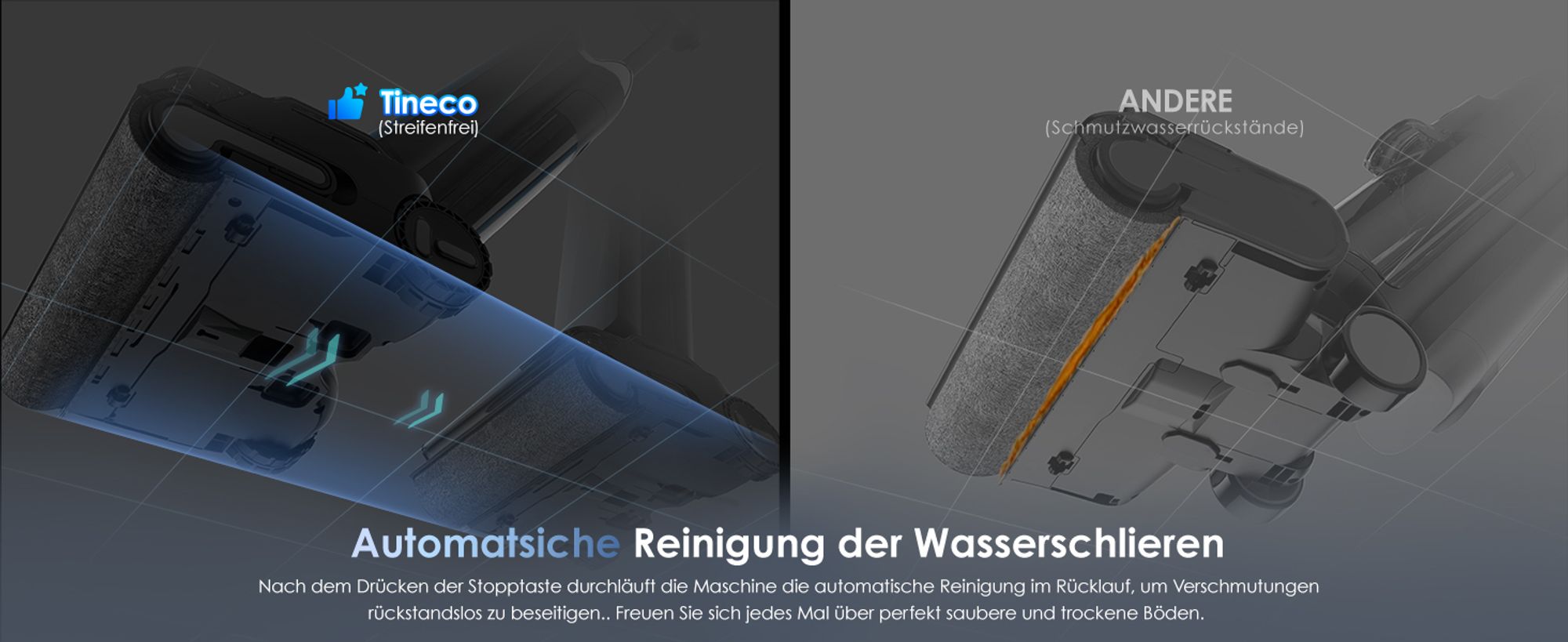 Tineco Floor One S9 Artist Nass Trockensauger, 22kPa 360° SmoothDrive, Anti-Tangle, Selbstreinigung, 50 Min. Laufzeit Beidseitige Reinigen, Stilvoller