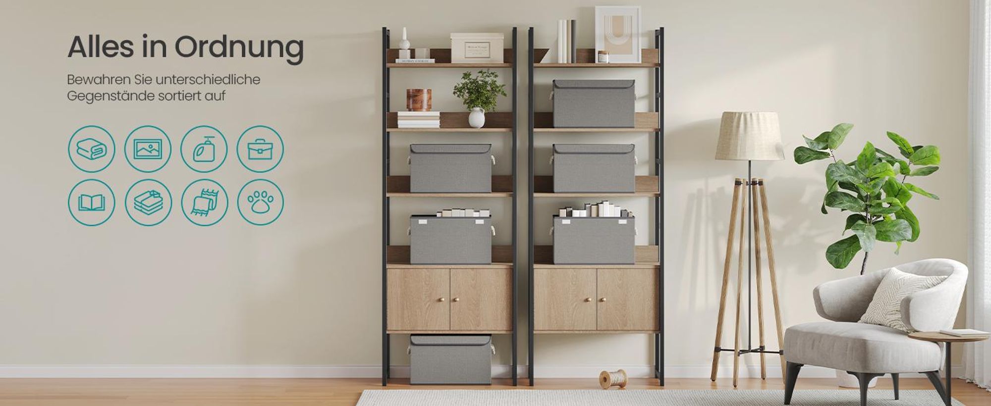 SONGMICS Aufbewahrungsbox mit Deckel, klappbar, 3er Set, 50 x 30 x 30 cm