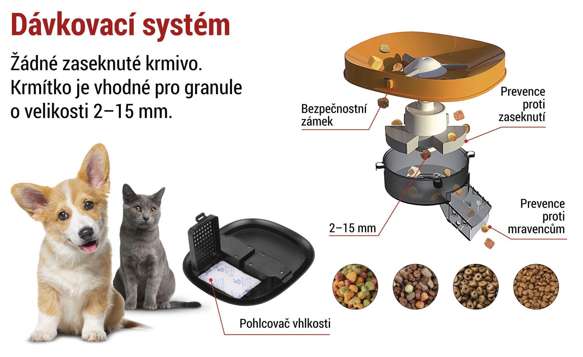 EMOS GoSmart automatické krmítko 4l, WLAN Pet Care s aplikací, pro kočky a psy s plánem, hlasovým záznamem, dávkováním 1-10 jídel, černá barva