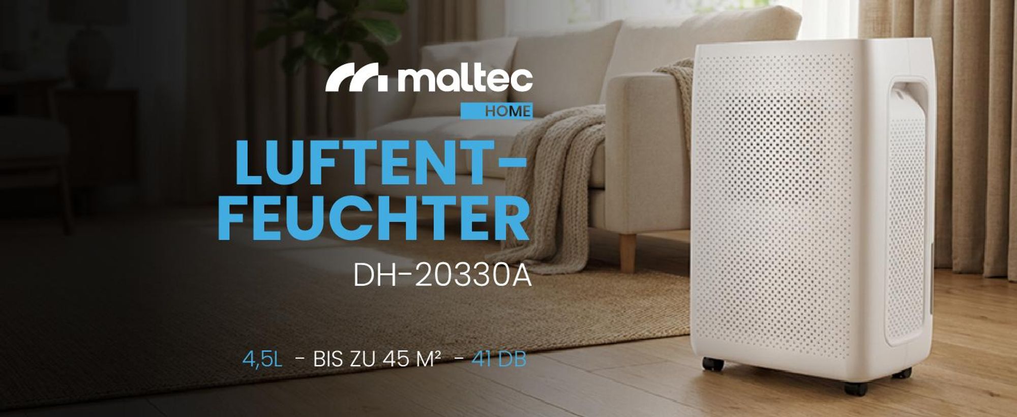 Weiss Luftentfeuchter bis zu 45m² mit Timer und WiFi