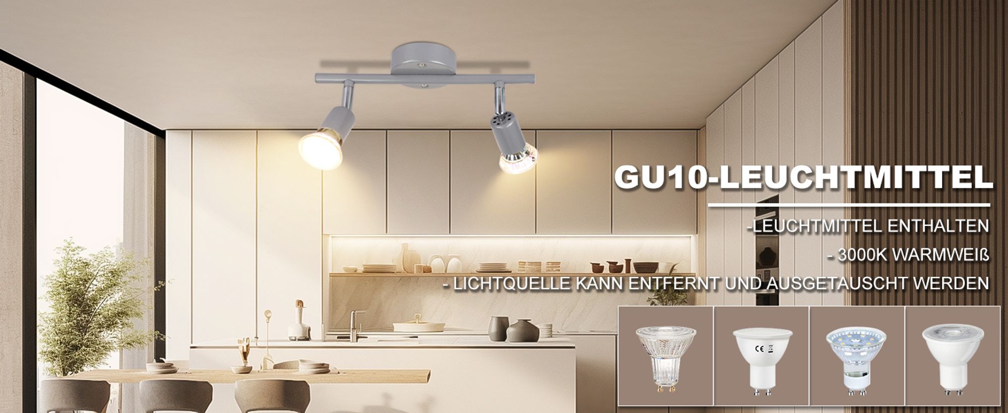ZMH LED Deckenstrahler Schwenkbar GU10 Glänzendes Silber Deckenleuchte Deckenspots 2 Flammig Wandleuchten Bad Deckenlampe Küchen Flur Schlafzimmer Leuchtmittel Enthalten