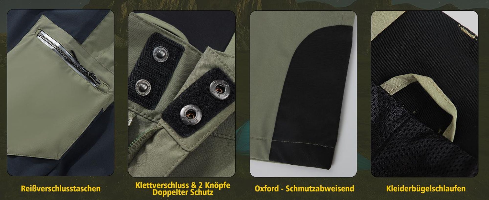 ATLASLAVA Hose Herren Wanderhose Wasserdicht Trekkinghose Atmungsaktiv Outdoorhose Männer zum Outdoor-Aktivitäten und Außenarbeiten, grün, L