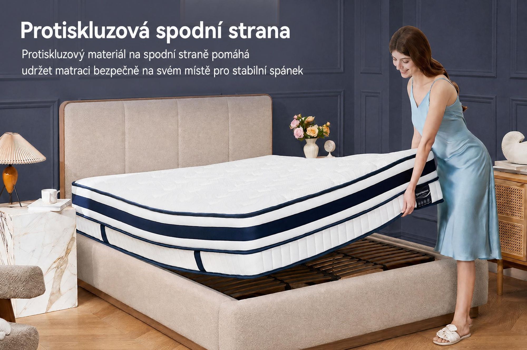 Matrace 90x200 cm, výška 30 cm, s integrovaným topperem, 7zónová kapsičková pružinová matrace H3/H4