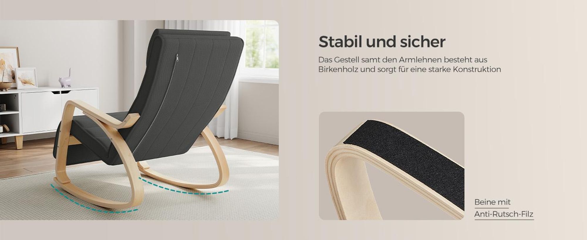 SONGMICS Relaxsessel Schaukelsessel, Relaxstuhl, verstellbare Fußstütze