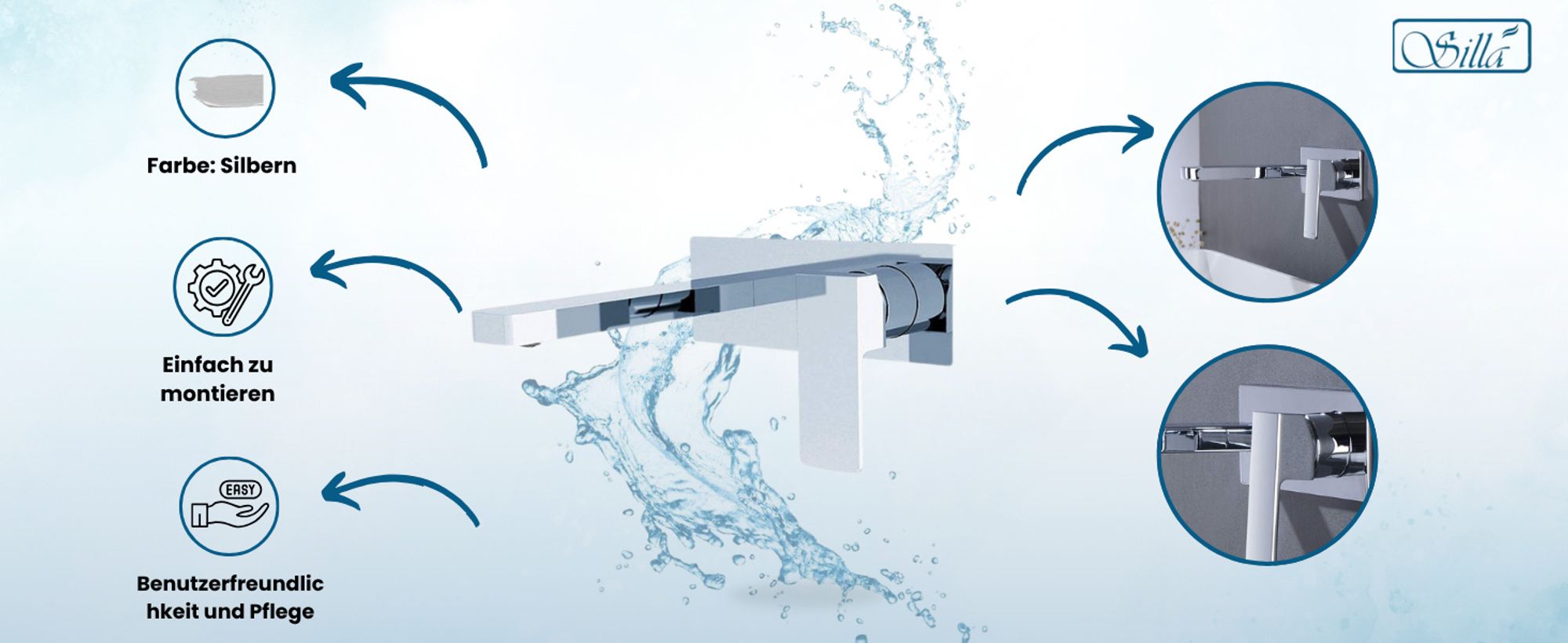 Silla, Chrom, Armatur, Bad, Spültischarmatur, Wasserhahn Bad, Wasserhahn, Messing