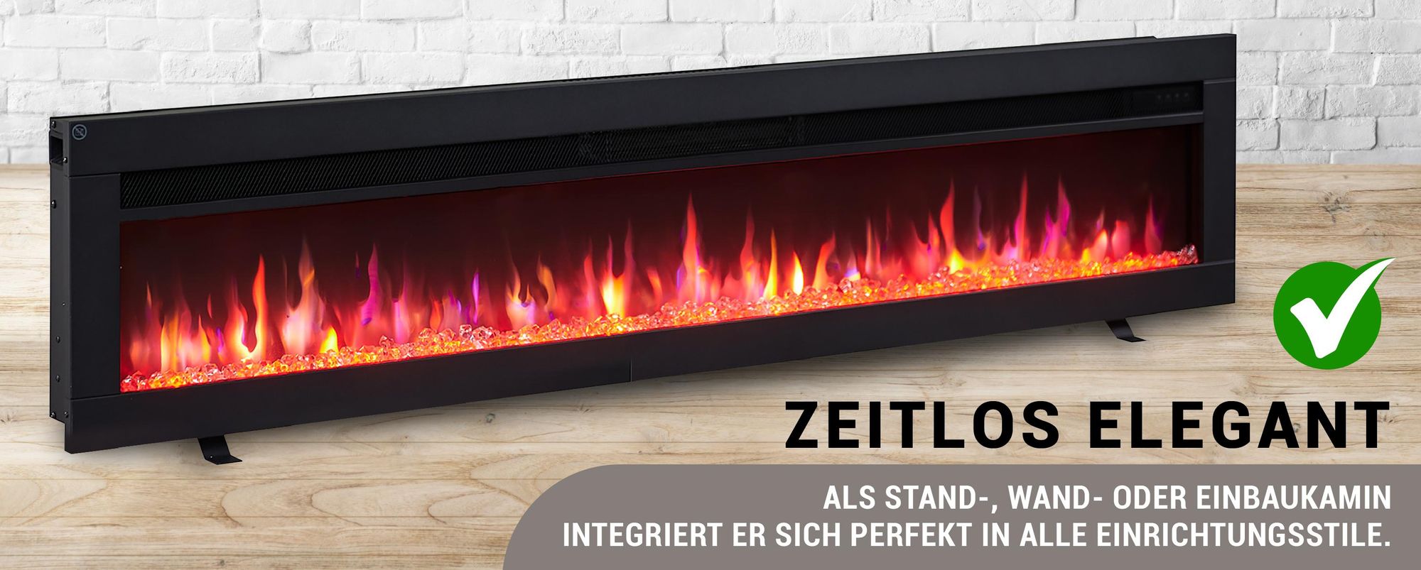 Elektrokamin Einbaukamin BALDERIA Agnes 60 – Heizung bis 1800 W, schwarz