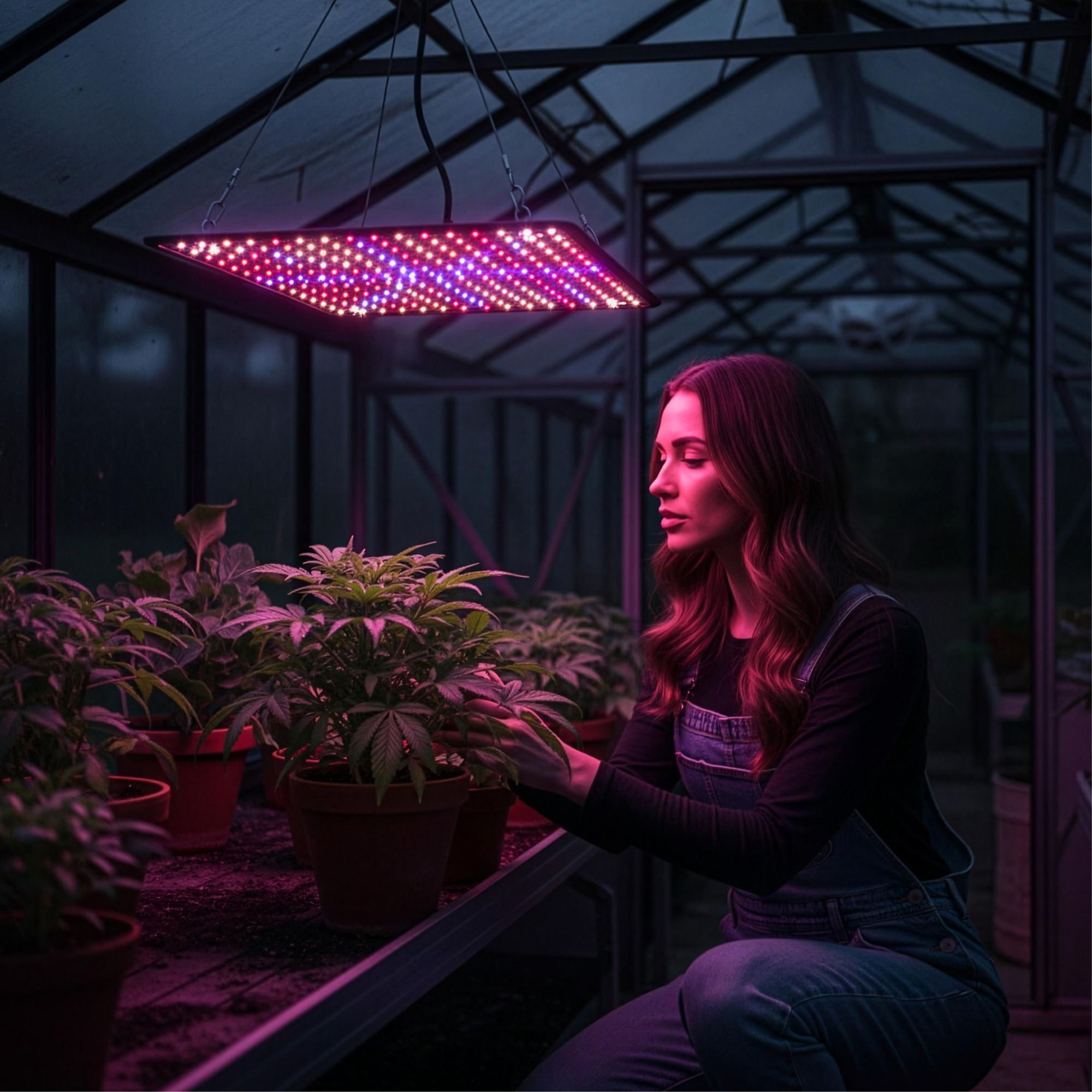LED Pflanzenlampe 1000W Vollspektrum Panel, 225 LEDs Grow Light für Gemüse & Blumen, Ultra-Slim Pflanzenlicht 36W, EVI TECH UV LED Slim