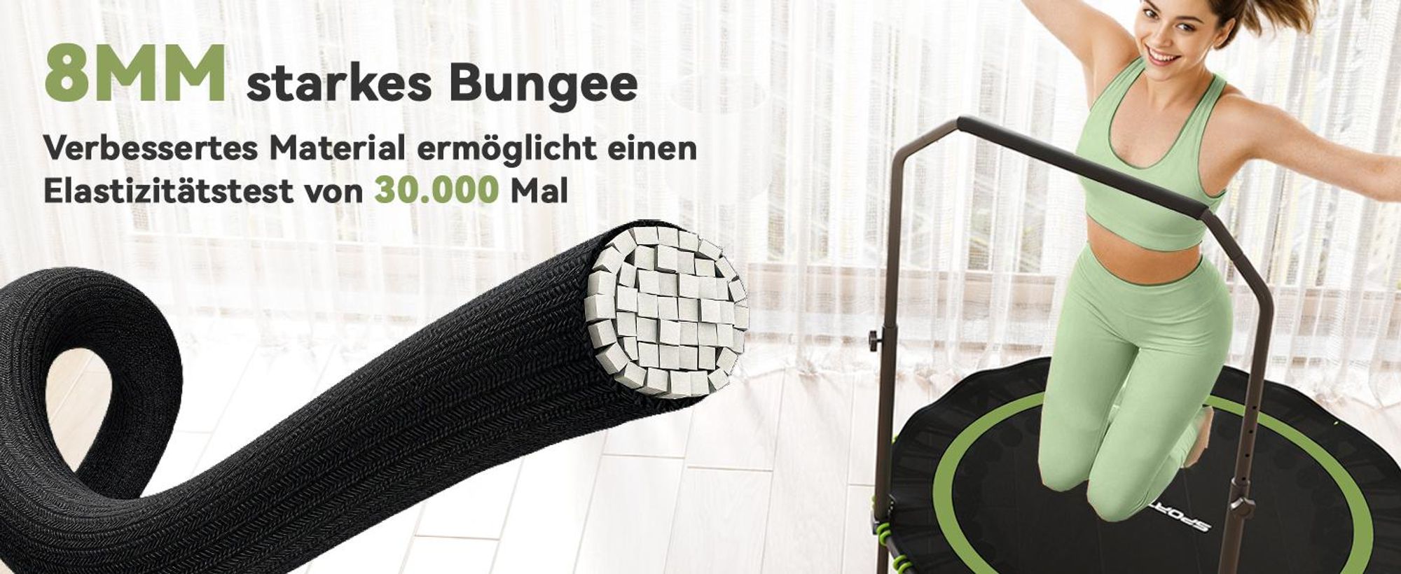 SPORTNOW Fitness Trampolin klappbar Ø114cm Mini Trampoline mit 5 Handgriffstufen