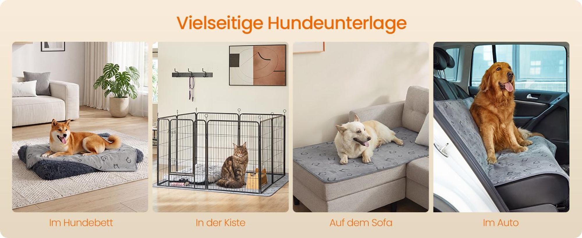 Feandrea Hundedecke, 2er Set, wasserdicht, auslaufsicher, 90 x 60 cm, Wiederverwendbare Hundematte, rutschfest, saugfähig für Hunde, Katzen, Kaninchen