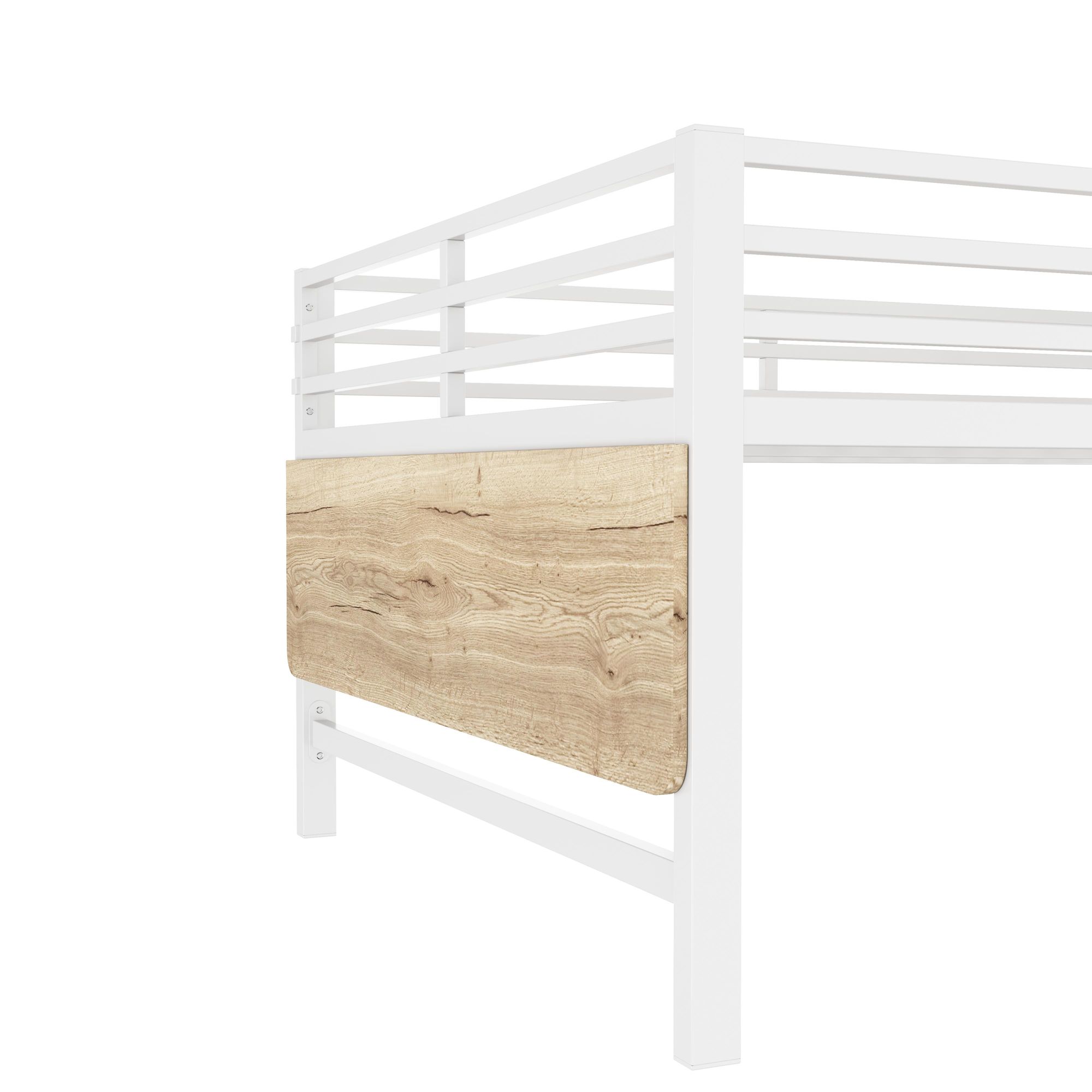 Merax Kinderbetten Halbhohes Bett 140x200cm mit Seite Schreibtisch, Leiter, LED-Beleuchtung, Geländer, Hausbett Design Metallbett, Jugendbett, Weiß