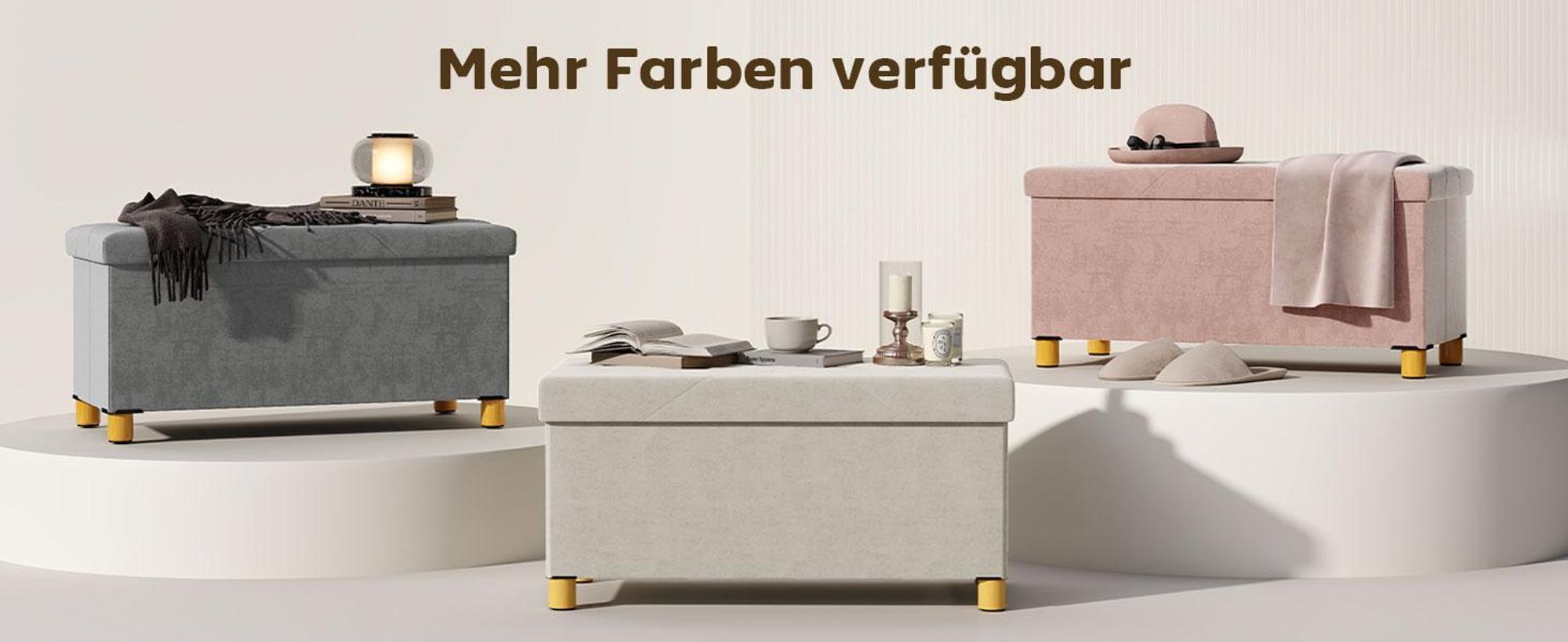 HOMCOM Sitzbank mit Stauraum, faltbar Polsterbank, Bettbank, Sitztruhe Grau