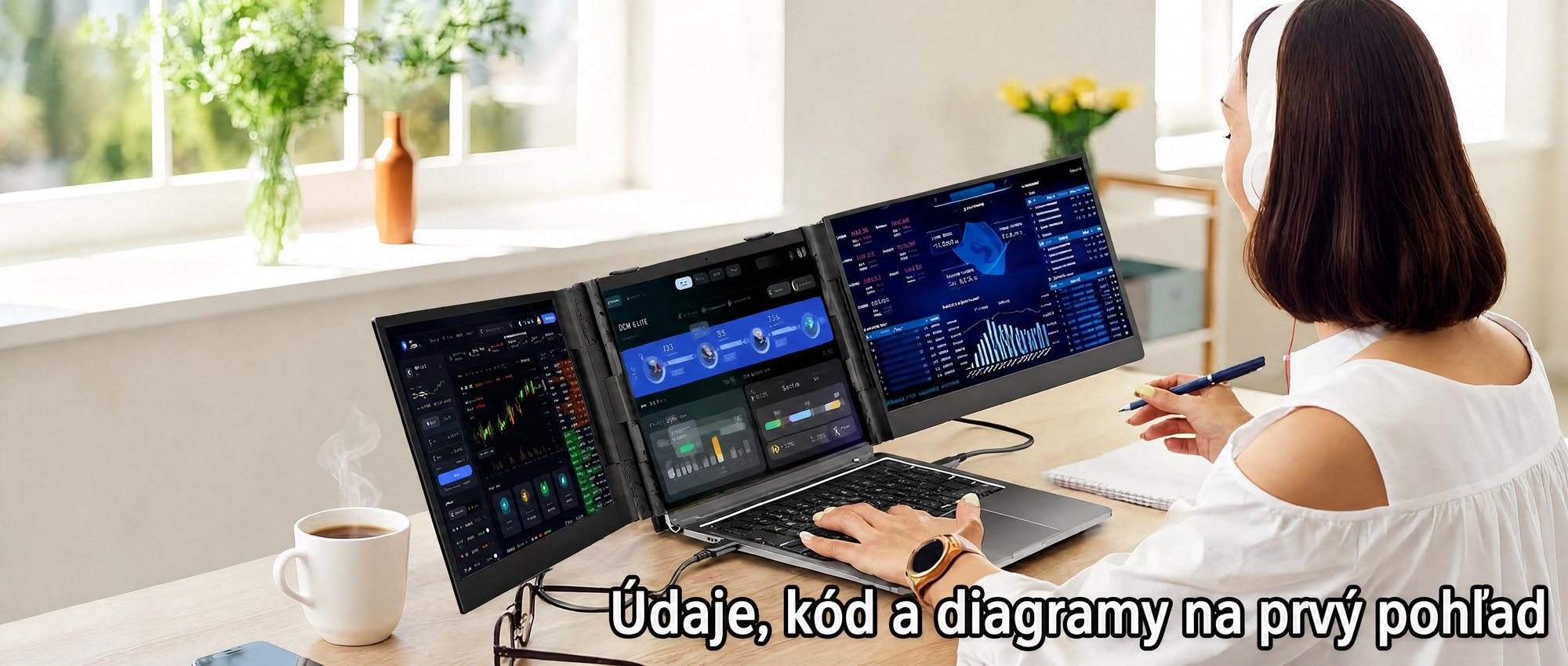 Prenosný monitor Blackview DCM6 14", monitor s dvoma obrazovkami pre notebooky, ultratenký, FHD, pre notebooky s uhlopriečkou 13,3" – 17,3", otočný o 180°, kompatibilný s Windows/Mac/Android