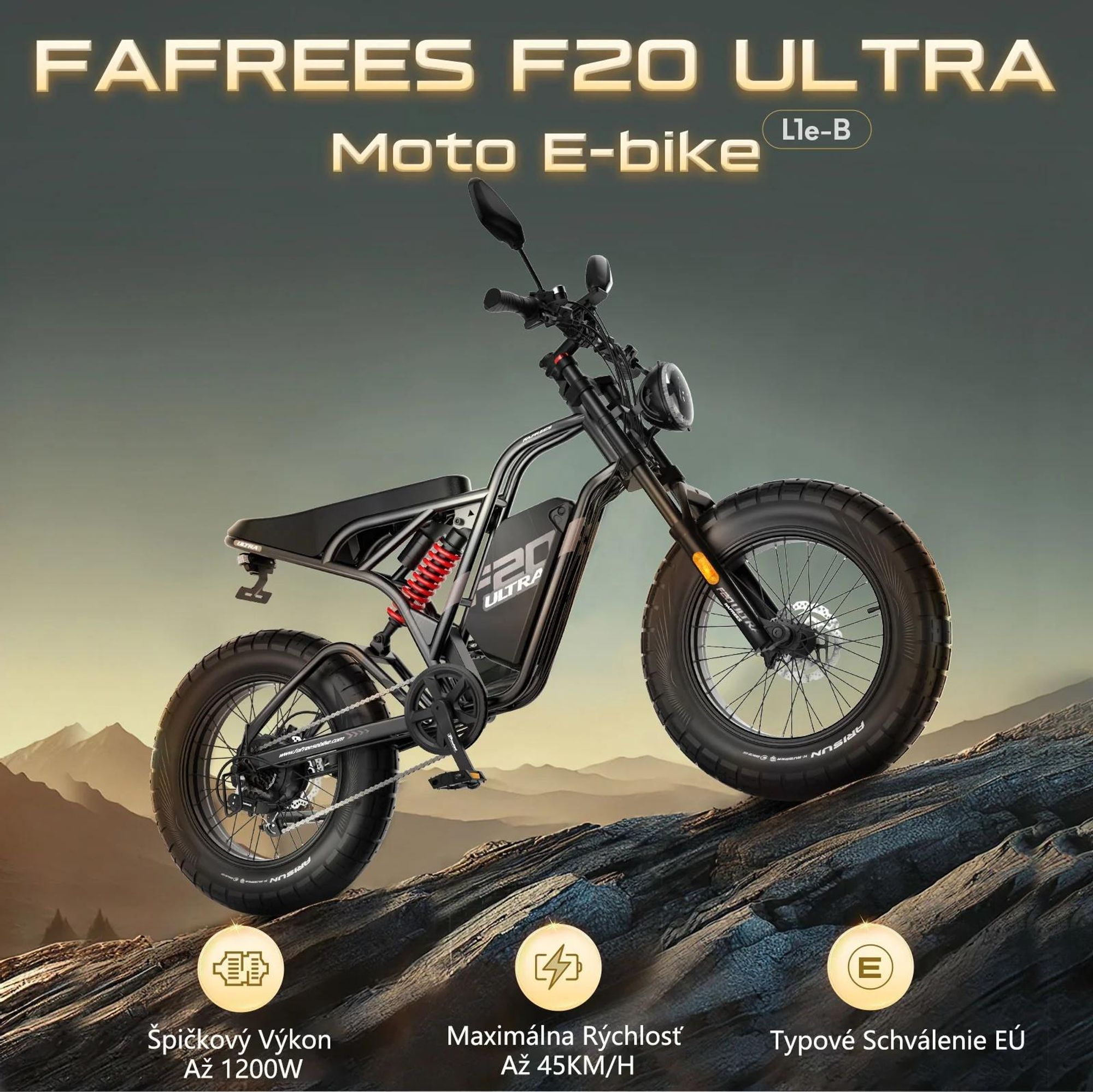FAFREES F20 Ultra Elektrický bicykel (Typové schválenie EÚ L1e-B) - Batéria 48V25AH 20-Palcové Pneumatiky Mechanické brzdy - Zelená