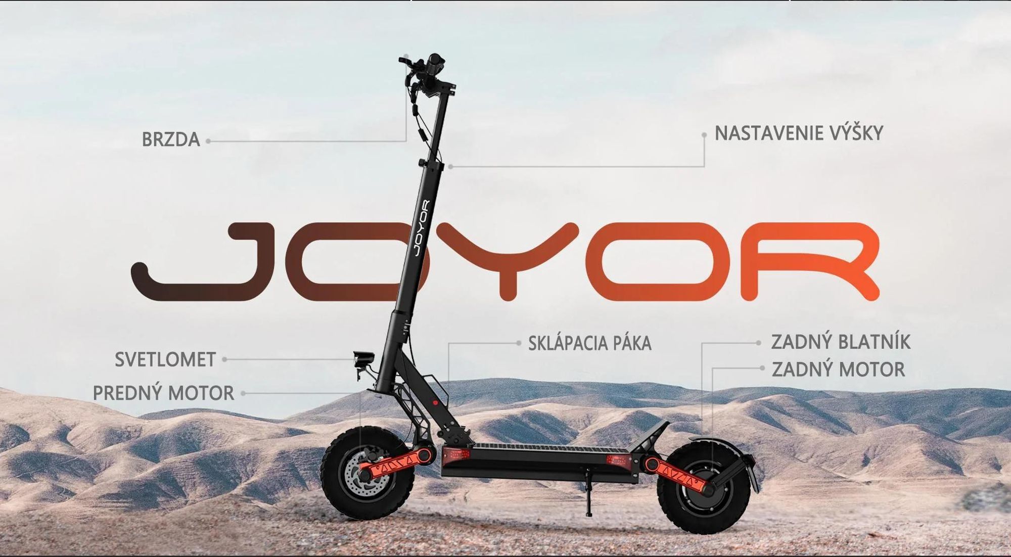 JOYOR S10-S-Z 2025 Elektrická Kolobežka - Motor 1000W*2 60V18AH Skladacia Bezpečnostné Svetlá Farebný Displej - Čierna