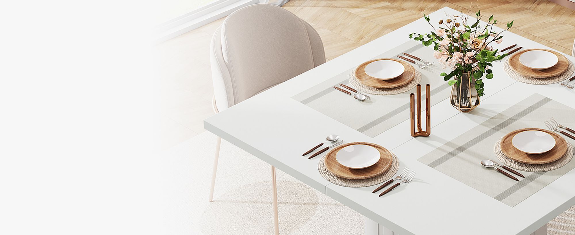 Tribesigns Esstisch, moderner kleiner Esstisch, Quadratisch  , aus Holzwerkstoff für 4 Personen, 90*90*76 cm (Weiß)