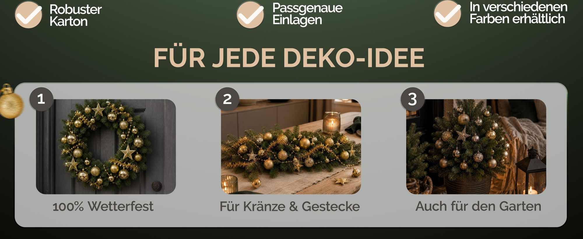 DEUBA® Weihnachtskugeln 66tlg Baumschmuck-Set mit Sternen Kunststoff Gold