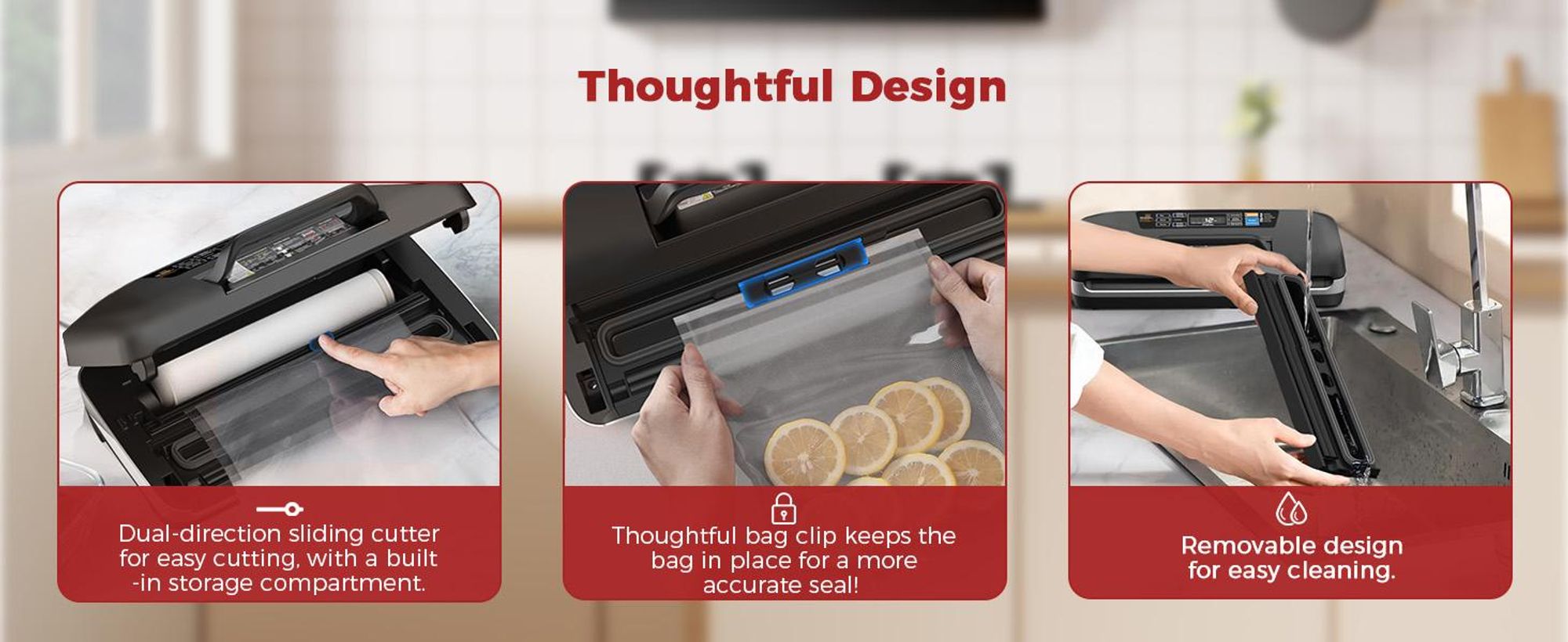 Vakuumiergerät 230W, 10-in-1 Vakuumierer, 30 cm Breite, 12 mm Doppelschweißnaht, 95kPa Saugkraft, für Trocken/Feucht/Flüssig, Langzeitbetrieb geeignet