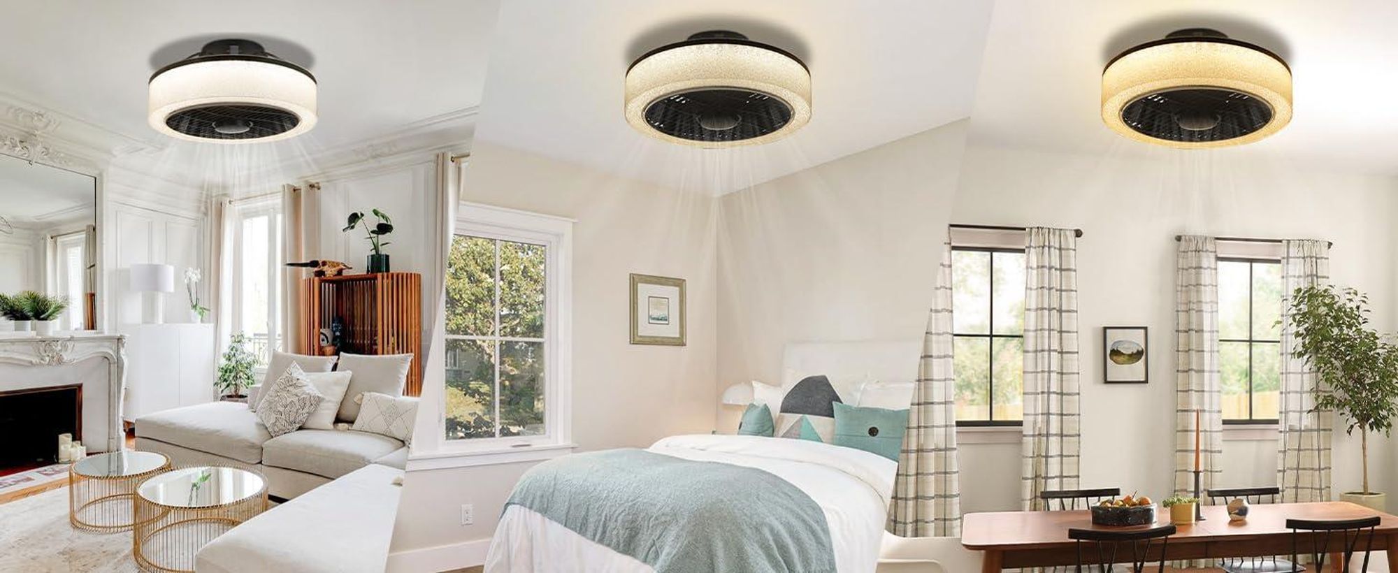 ZMH LED Deckenventilator mit Beleuchtung Modern Groß Deckenlampe Fan Leise Fernbedienung Timing Dimmbar Deckenleuchte für Schlafzimmer  Küche