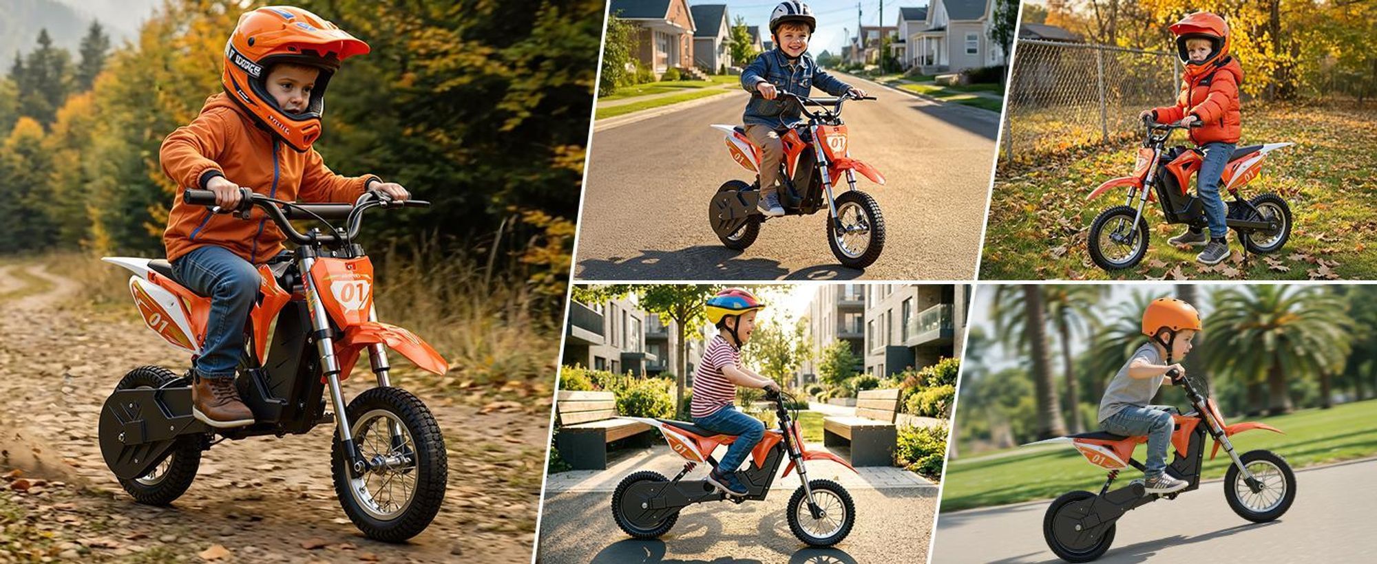 Elektryczny motocykl HillMiles dla dzieci w wieku 4–12 lat z akumulatorem 36 V 4 Ah, zasięgiem 20 km, podwójnym zawieszeniem, 3-biegową skrzynią biegów, MileRocket 1