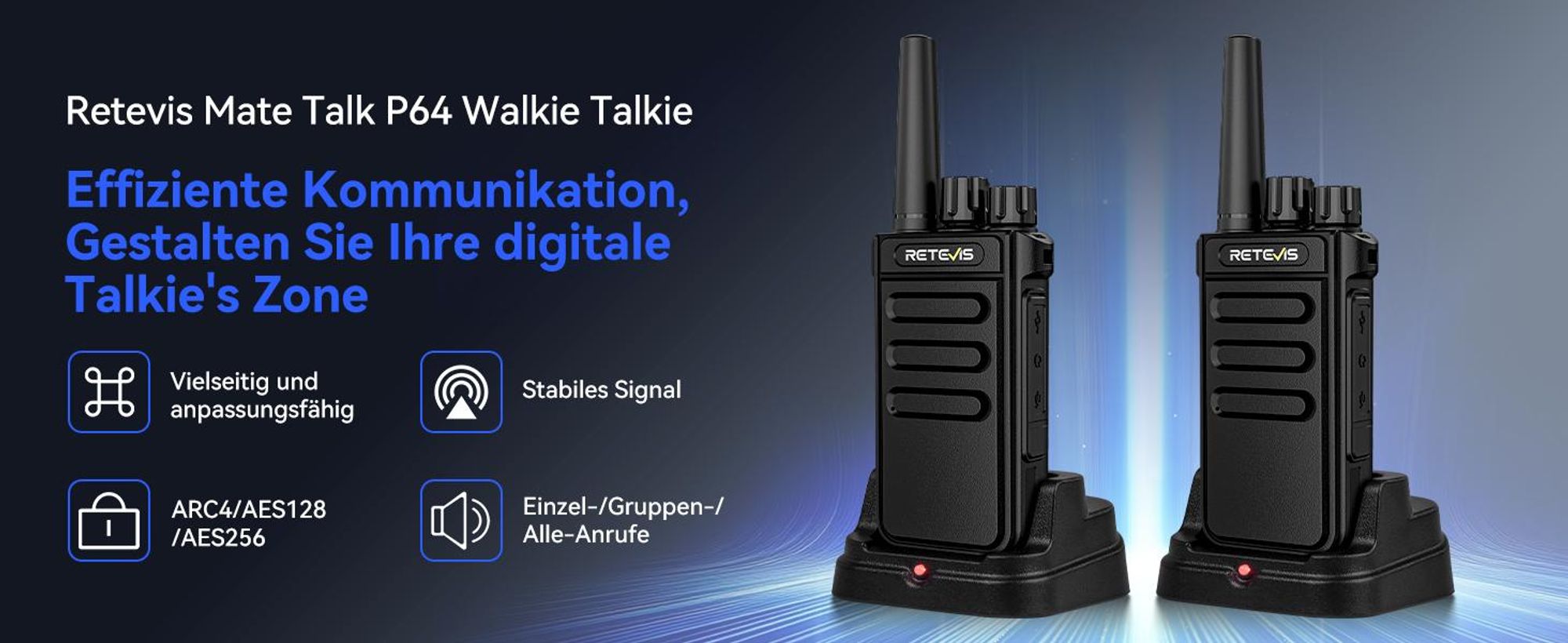 Retevis MateTalk P64 Digitale-Funkgerät, Professionelles PMR Funkgerät, Digital & Analog, Gruppenruf, VOX, Sicherheit(5er-Pack)