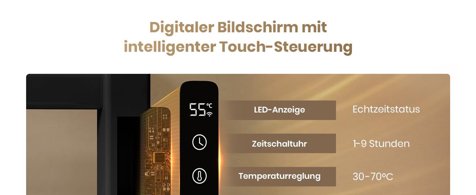 EMKE Handtuchwärmer Elektrisch WIFI Handtuchtrockner Doppelreihe Flachrohr mit Ablage & Haken 1000×500 mm 280W Tuya Alexa Schwarz Matt