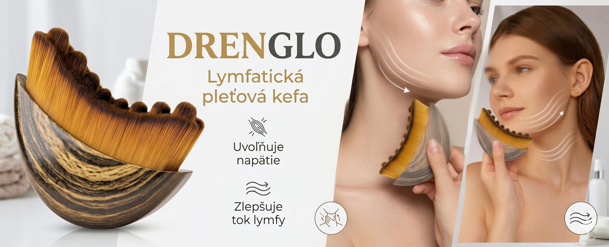 Kefa na tvár pre lymfodrenáž na uvoľnenie napätia, lymfatická kefa na tvár, lymfatická kefa na tvár – DRENAGLO