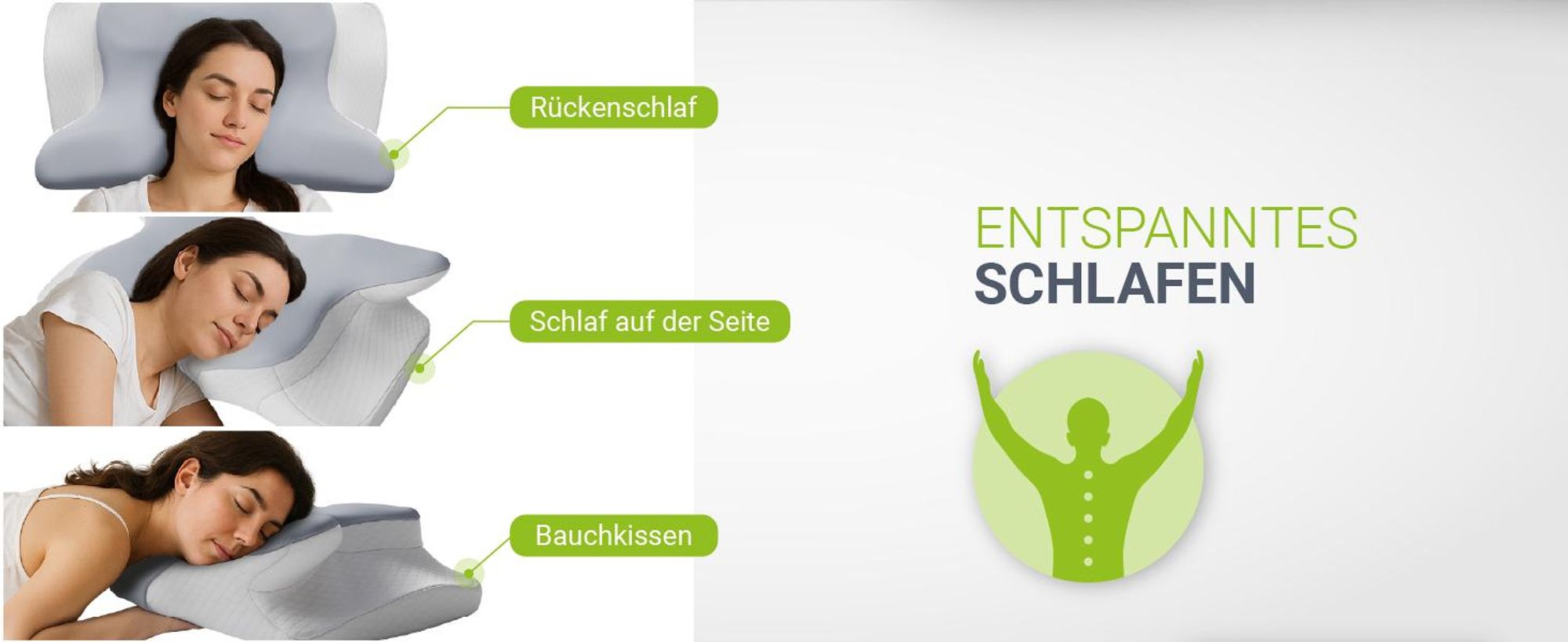 Juskys Nackenkissen 2er Set - Ergonomisch, Memory-Foam-Füllung - weiß / grau