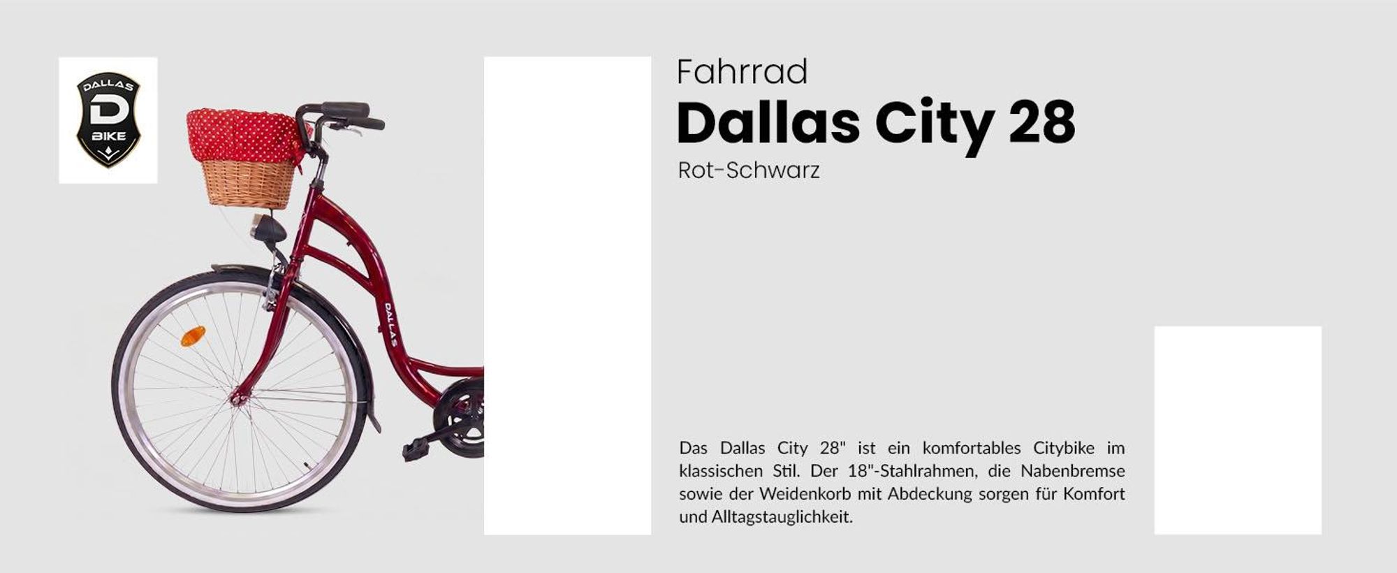 Dallas Bike Damenfahrrad 28 Zoll - Mit Weidenkorb - 1-Gang Rücktritt - Rahmen M 18" - Rot-Schwarz