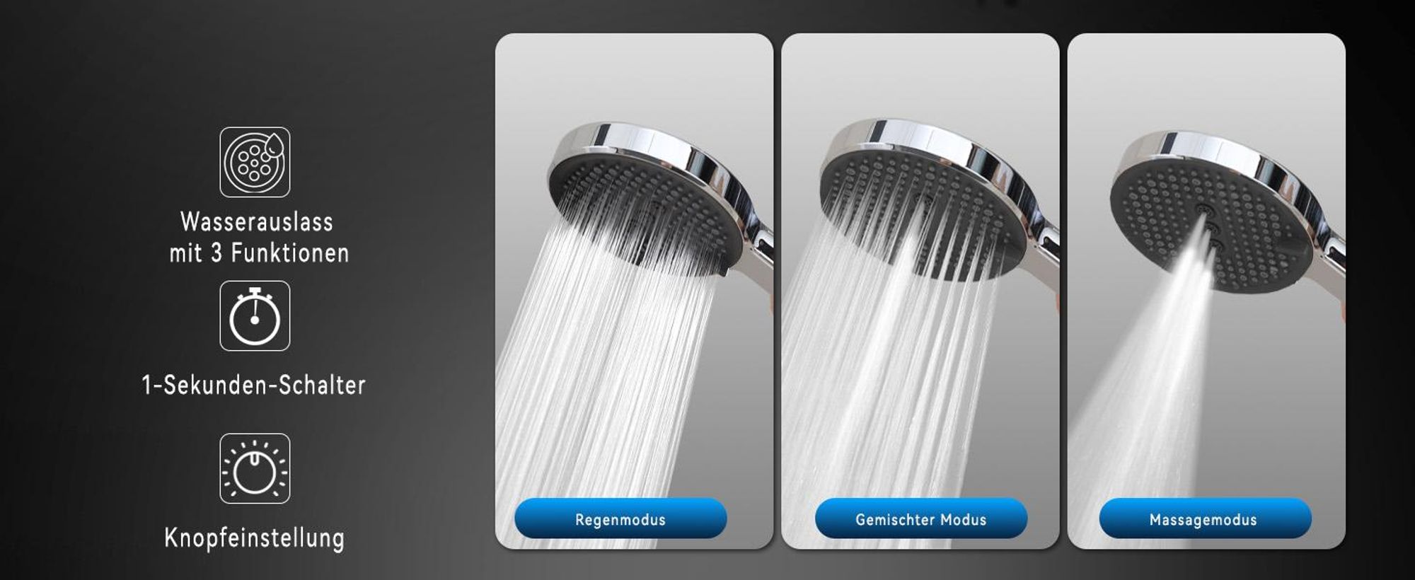 Duschsystem mit Thermostat Regendusche Duschset Brausegarnitur Duscharmatur Thermostat 40℃ mit Versteckter Wasserauslauf Duschstange inkl. Verstellbar Handbrause Regenbrause Duschstange