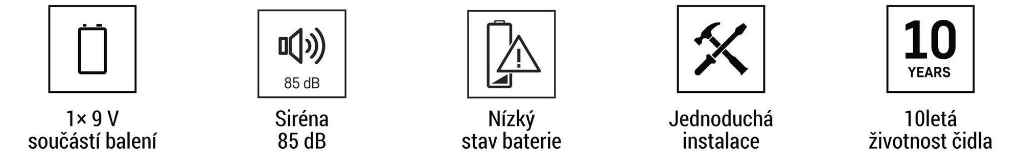 EMOS detektor kouře pro montáž na strop a stěnu, akustická signalizace 85 dB, optický výstražný signál LED, životnost 10 let, včetně baterie, P56503X
