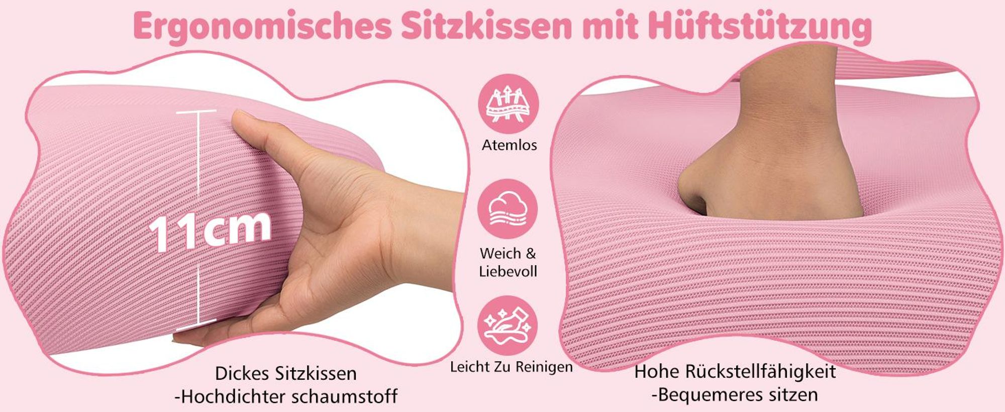 HOFFREE Ergonomischer Schreibtischstuhl für Kinder - mit verstellbarer Rückenlehne, sattelförmigem Sitzpolster, um 90° hochklappbaren Armlehnen, Pink