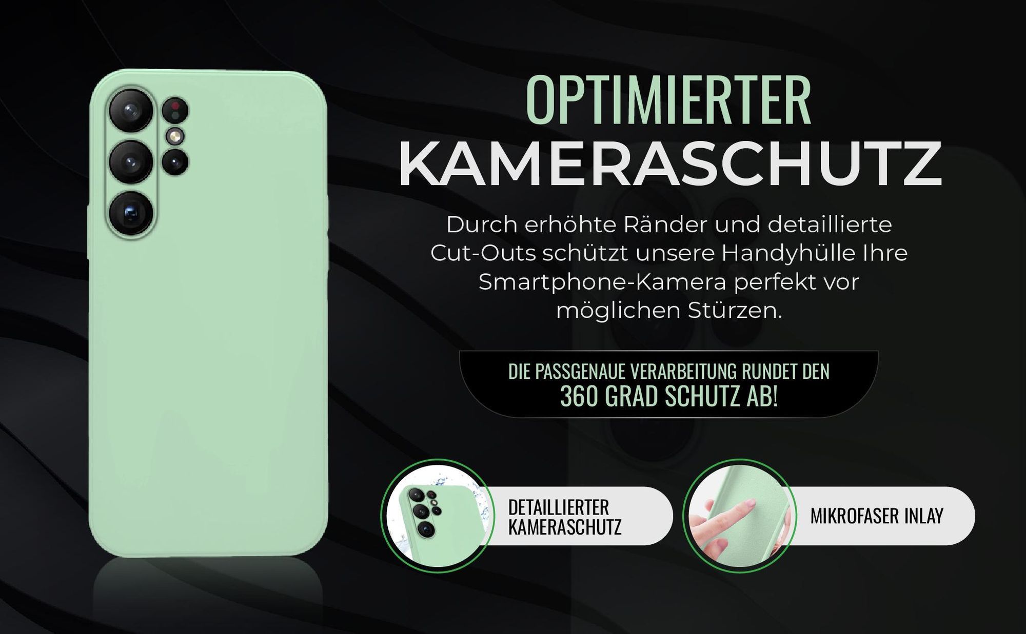 Handyhülle in Türkis für Samsung Galaxy S23 Ultra in detailliertem Kamera Cutout