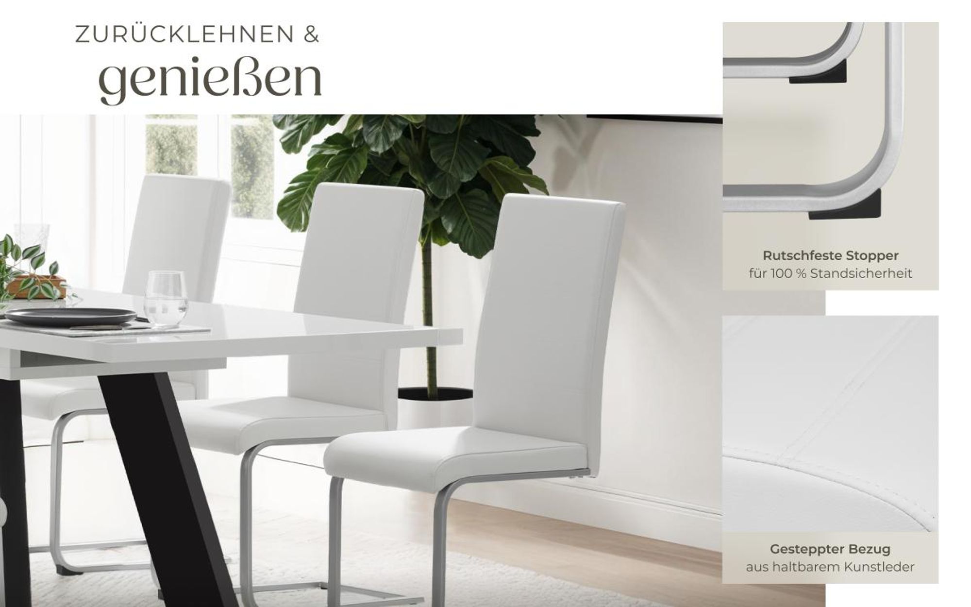 tectake® Set Schwingstuhl Bettina gepolstert mit Kunstlederbezug 41 x 52 x 99 cm
