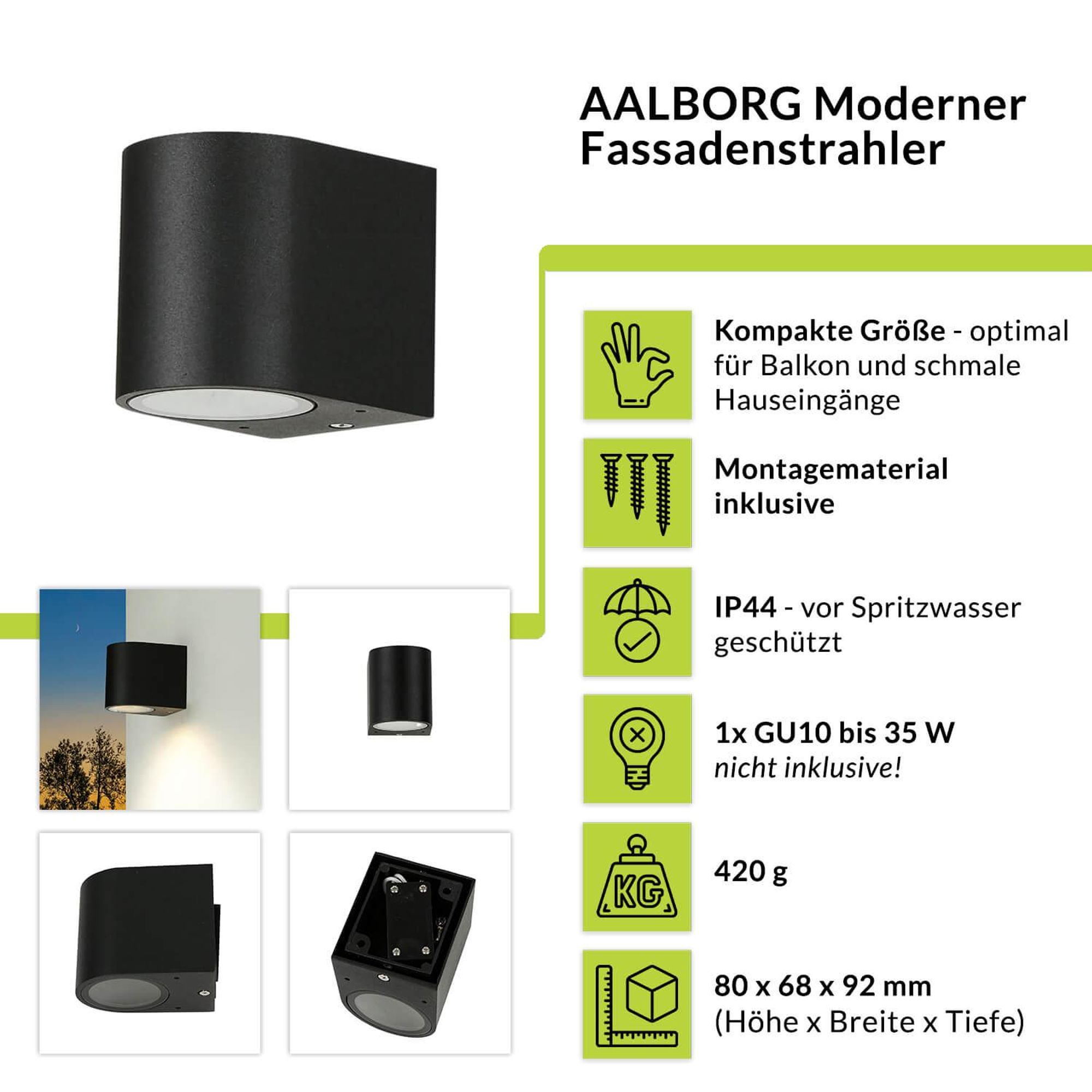Highlights der AALBORG Außenwandleuchte