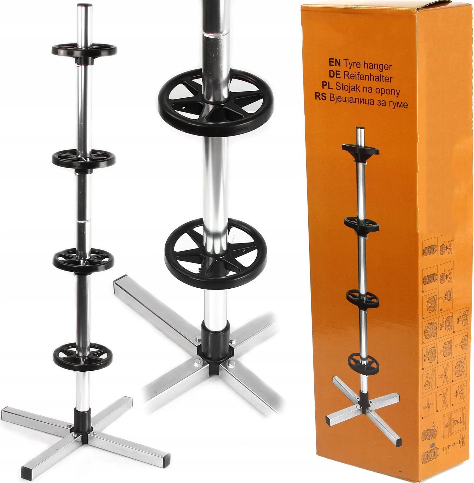 KRAFT&DELE | Strom na ráfky, 100 kg, pro 4 ráfky nebo pneumatiky, strom na pneumatiky, stojan na pneumatiky