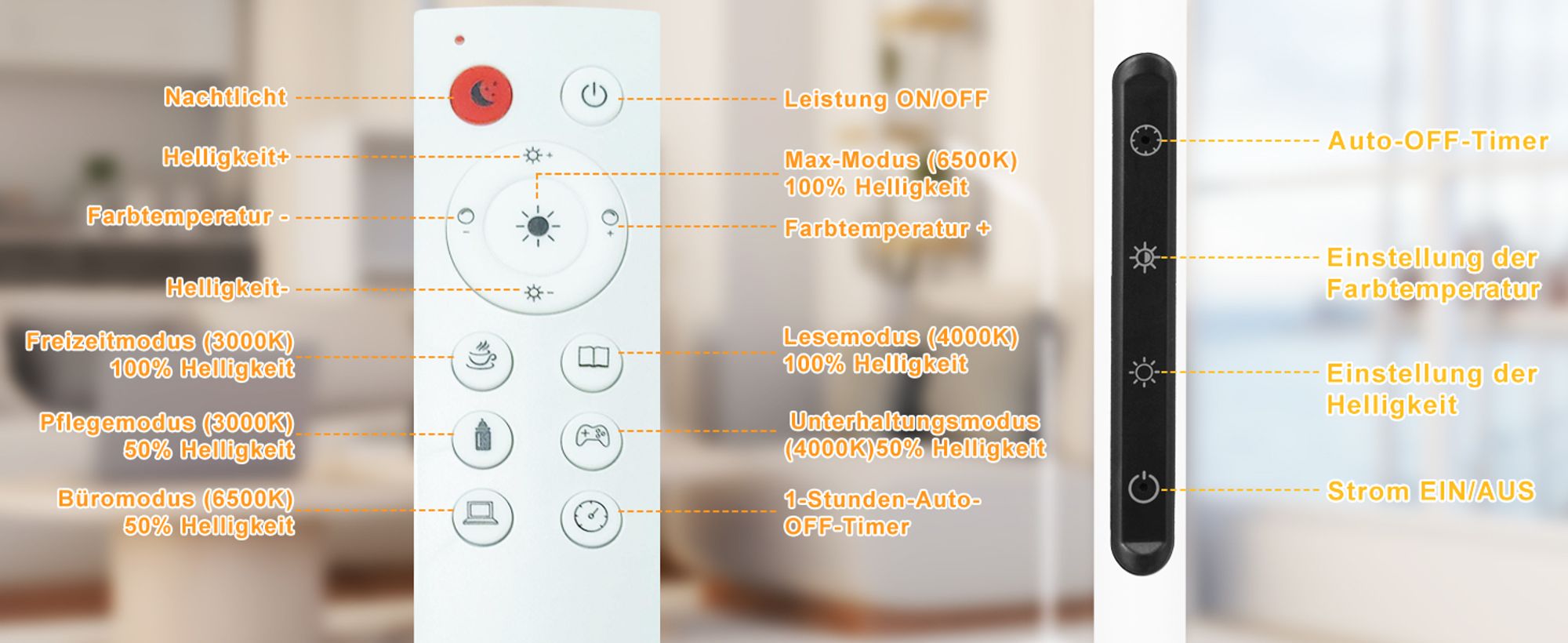 ZMH Stehlampe Wohnzimmer Dimmbar Standleuchte LED Stehleuchte 11W Weiß 3000K-6000K Leselampe 360° Drehbar Touch Control Timer Bodenlampe mit Fernbedienung für Büro Schlafzimmer